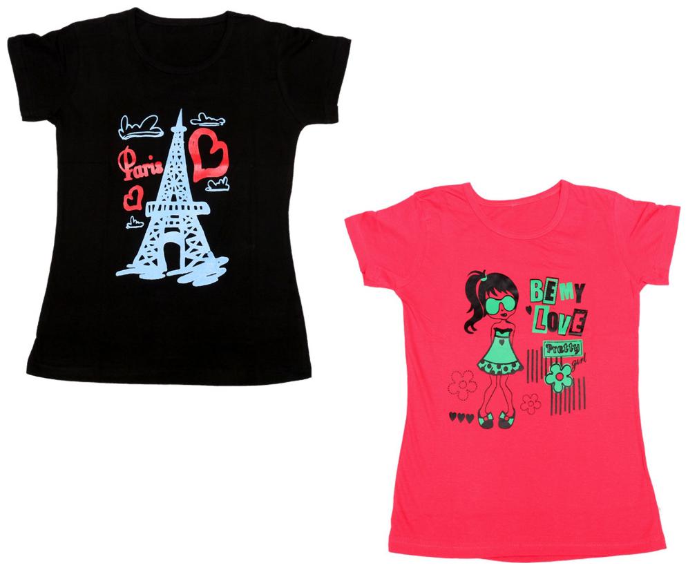 

Indiweaves Girl Cotton Printed T shirt - Multi