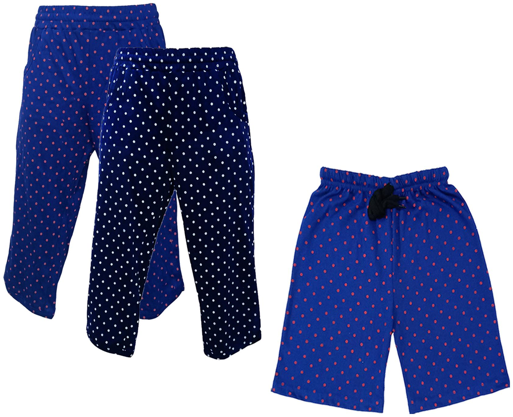 

IndiWeaves Girls Cotton Polka Dots 3 4th Capri and Shorts (Pack of 3) Multi