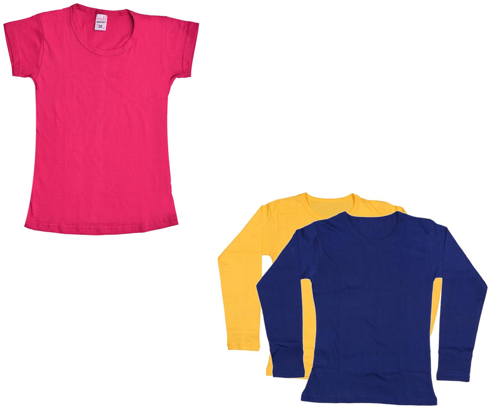 

Indiweaves Girl Cotton Solid T shirt - Multi