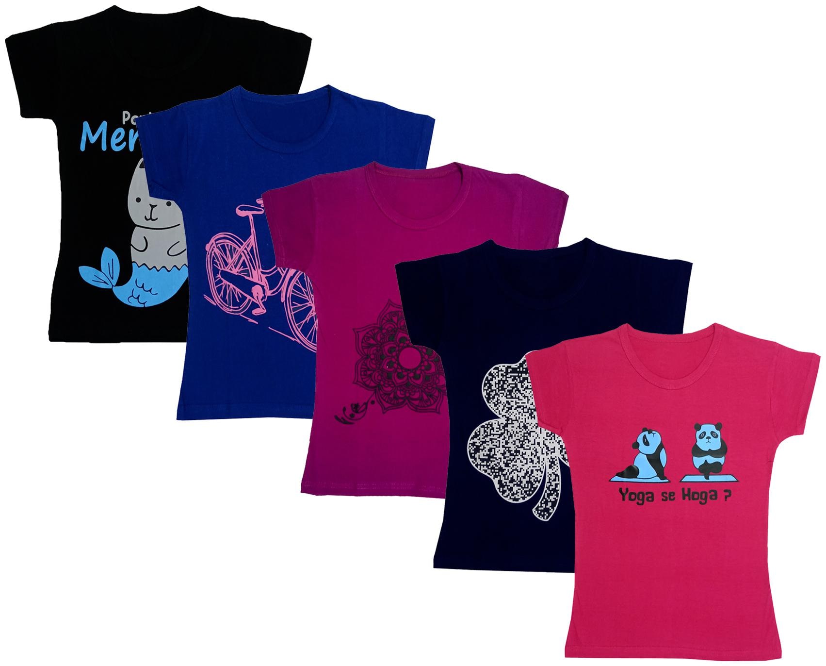 

Indiweaves Girl Cotton Printed T shirt - Multi