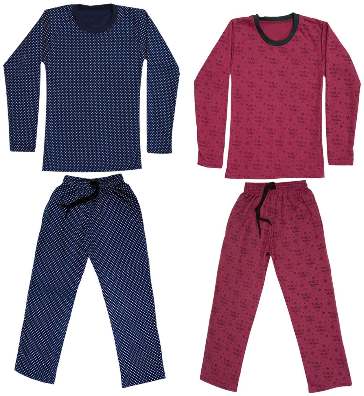 

Indiweaves Girl Wool Top Bottom Set - Maroon Blue