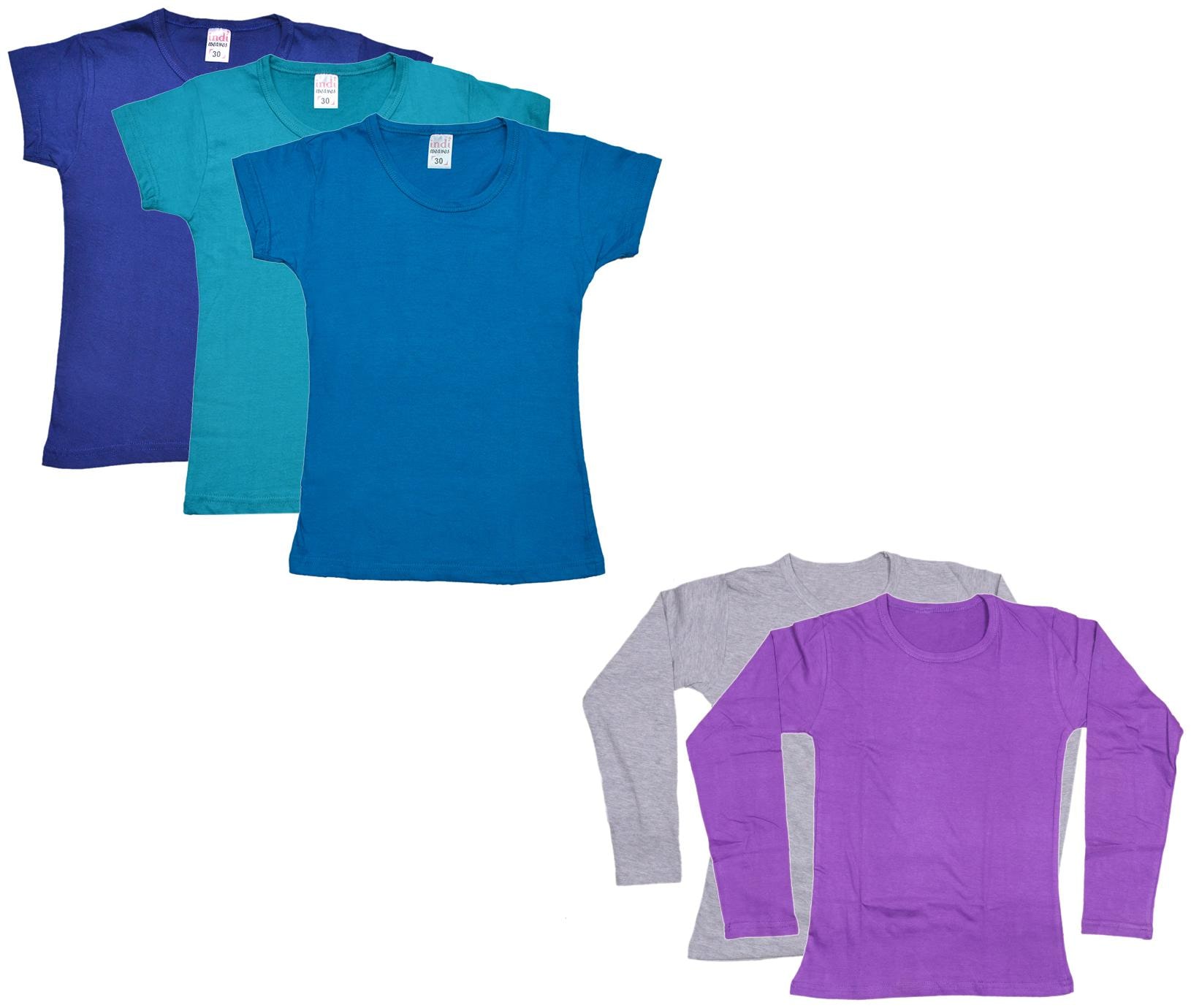 

Indiweaves Girl Cotton Solid T shirt - Multi