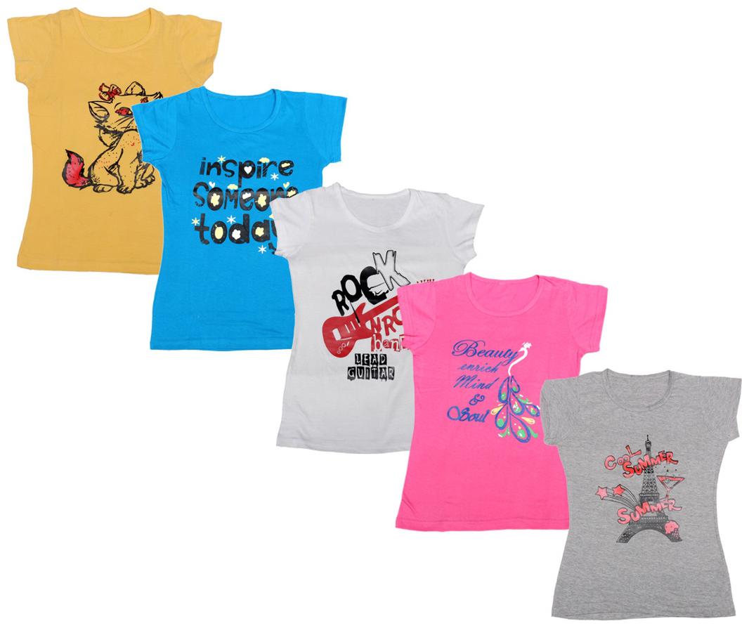

Indiweaves Girl Cotton Printed T shirt - Multi