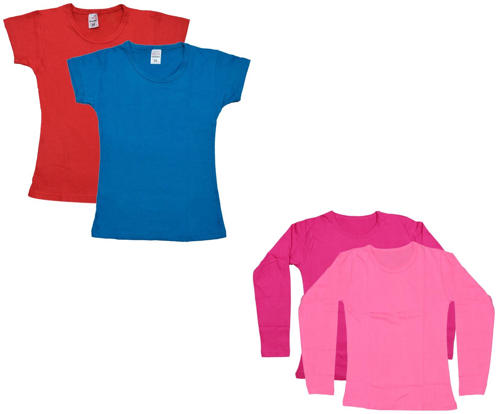 

Indiweaves Girl Cotton Solid T shirt - Multi