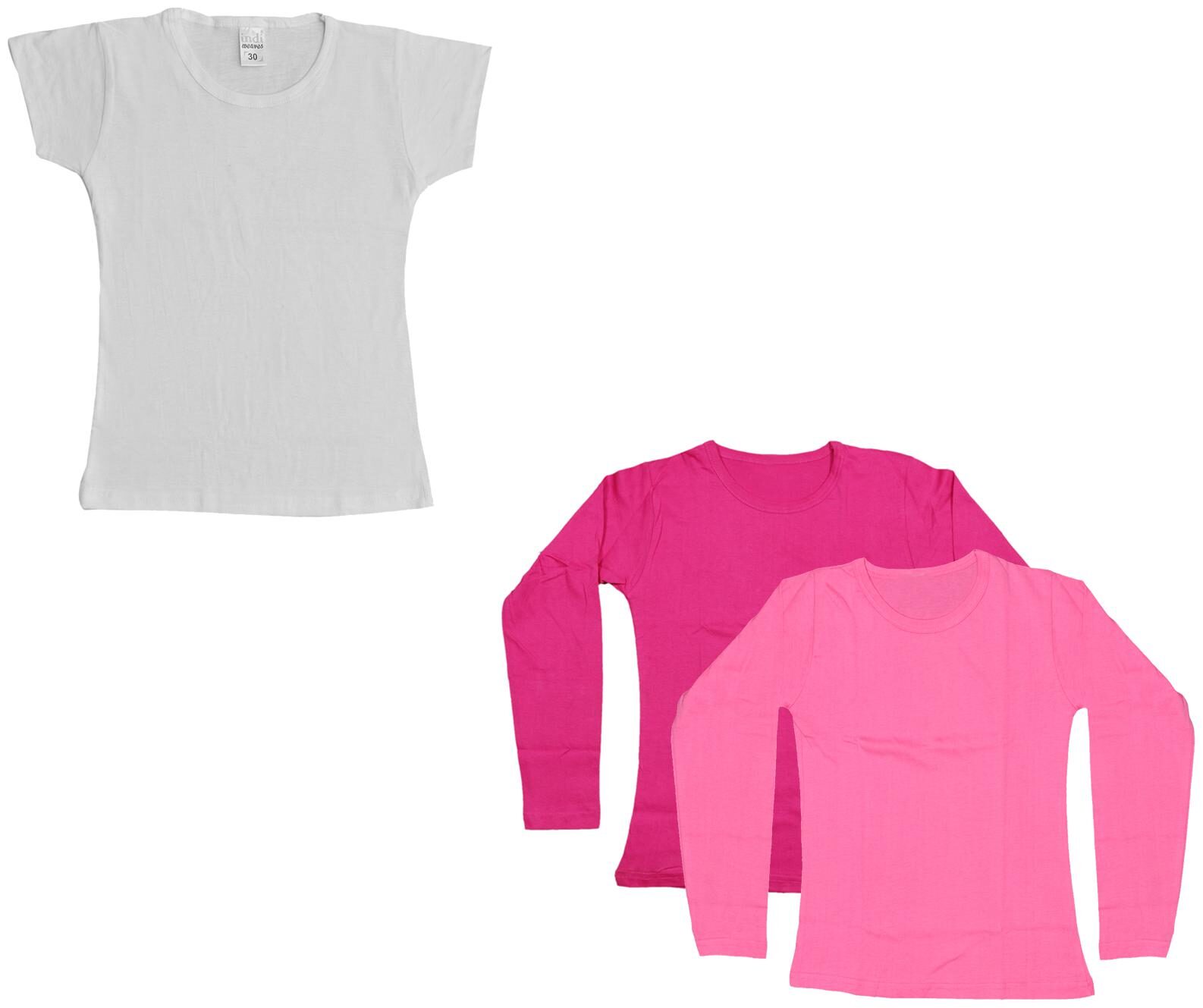 

Indiweaves Girl Cotton Solid T shirt - Multi