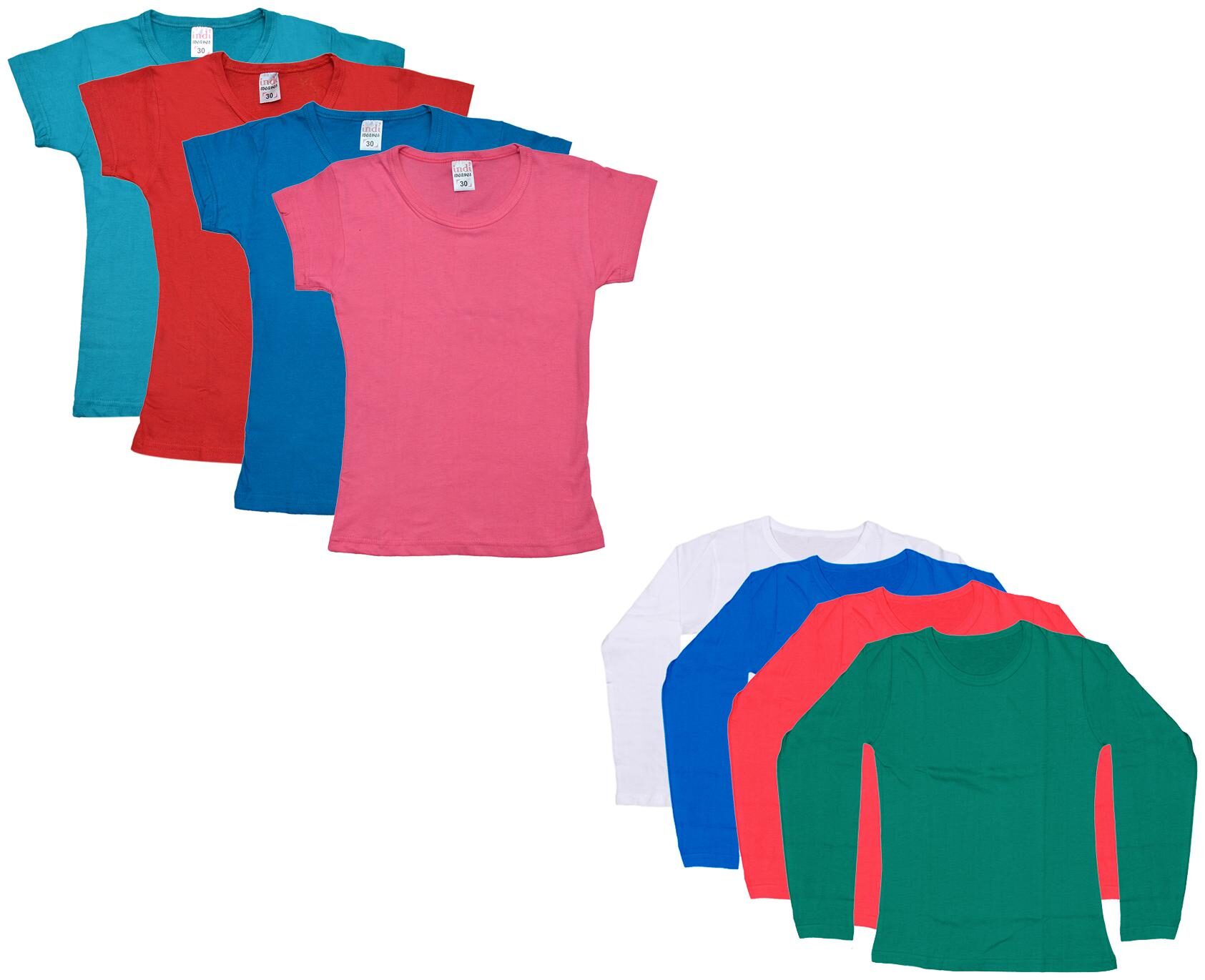

Indiweaves Girl Cotton Solid T shirt - Multi
