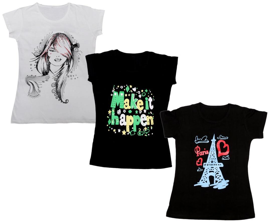 

Indiweaves Girl Cotton Printed T shirt - Multi