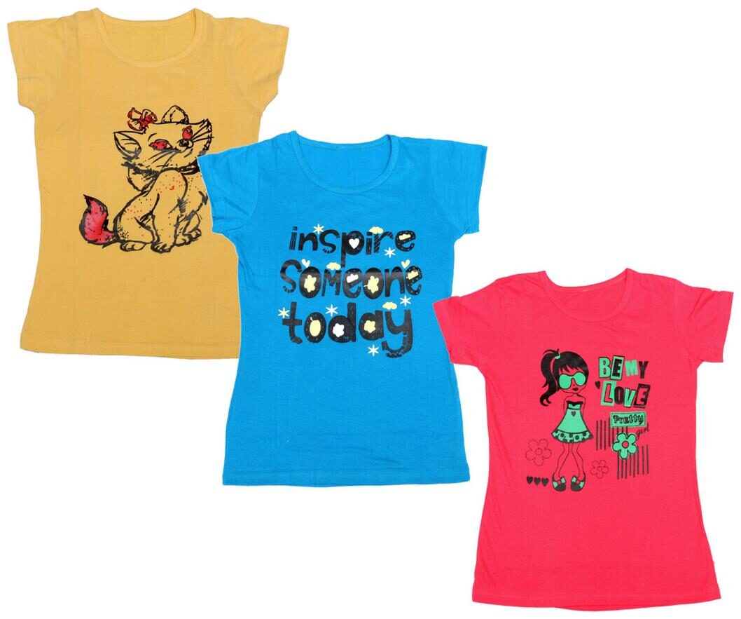 

Indiweaves Girl Cotton Printed T shirt - Multi
