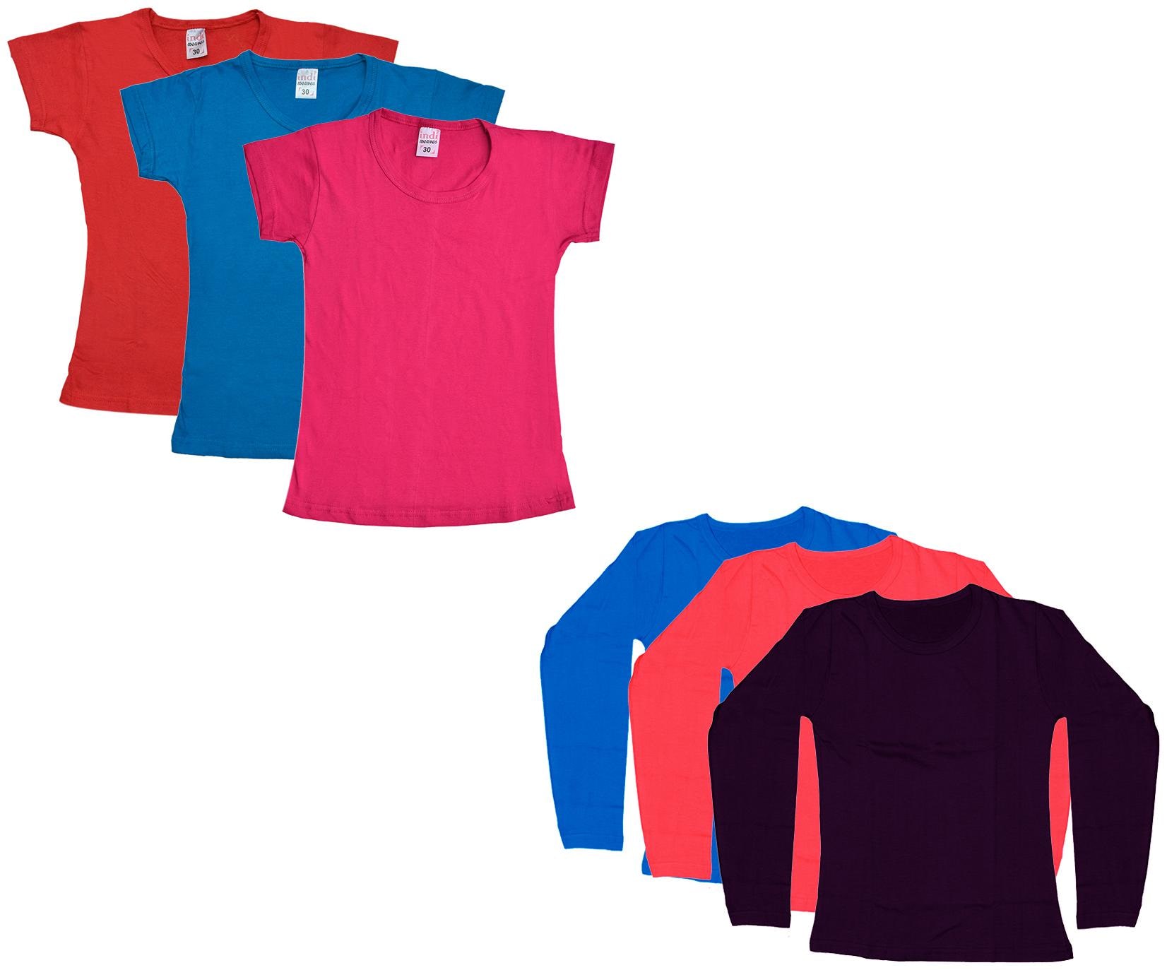 

Indiweaves Girl Cotton Solid T shirt - Multi