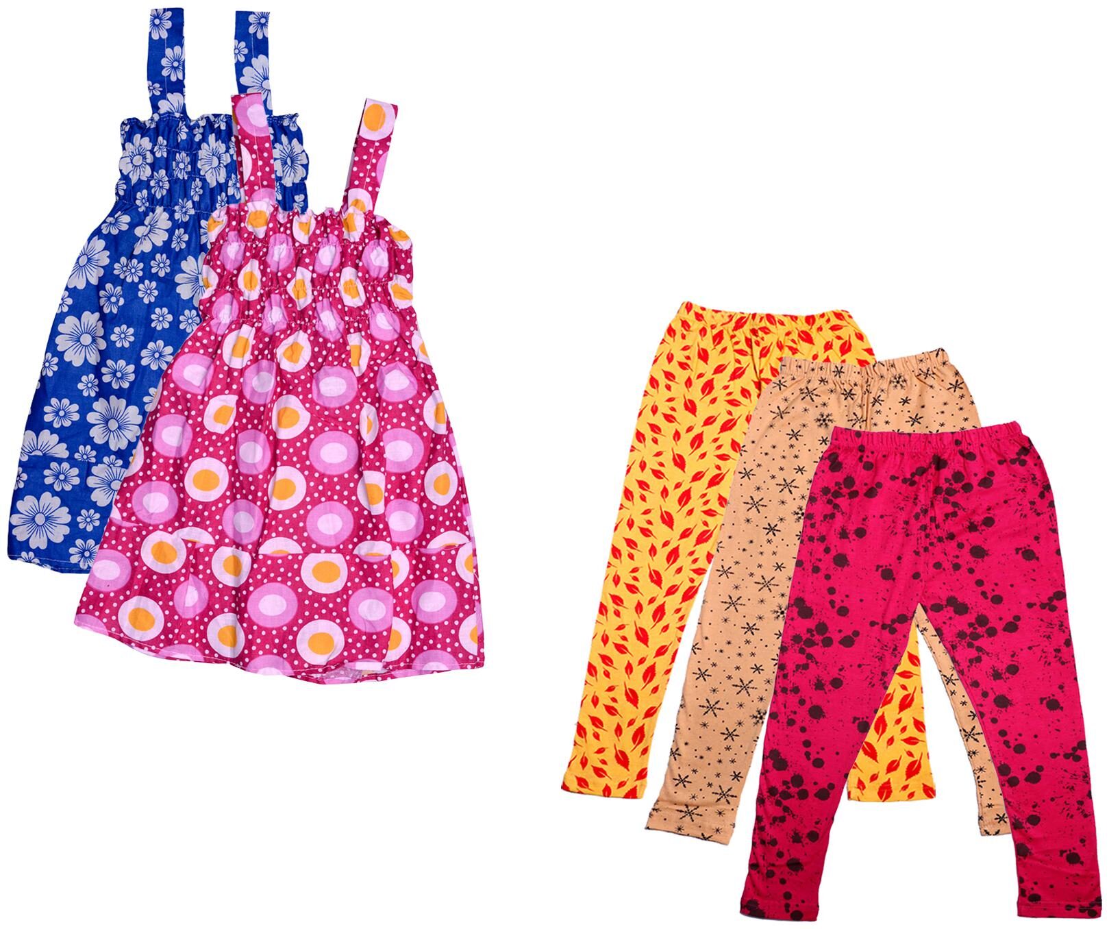 

Indiweaves Girl Cotton Top Bottom Set - Multi
