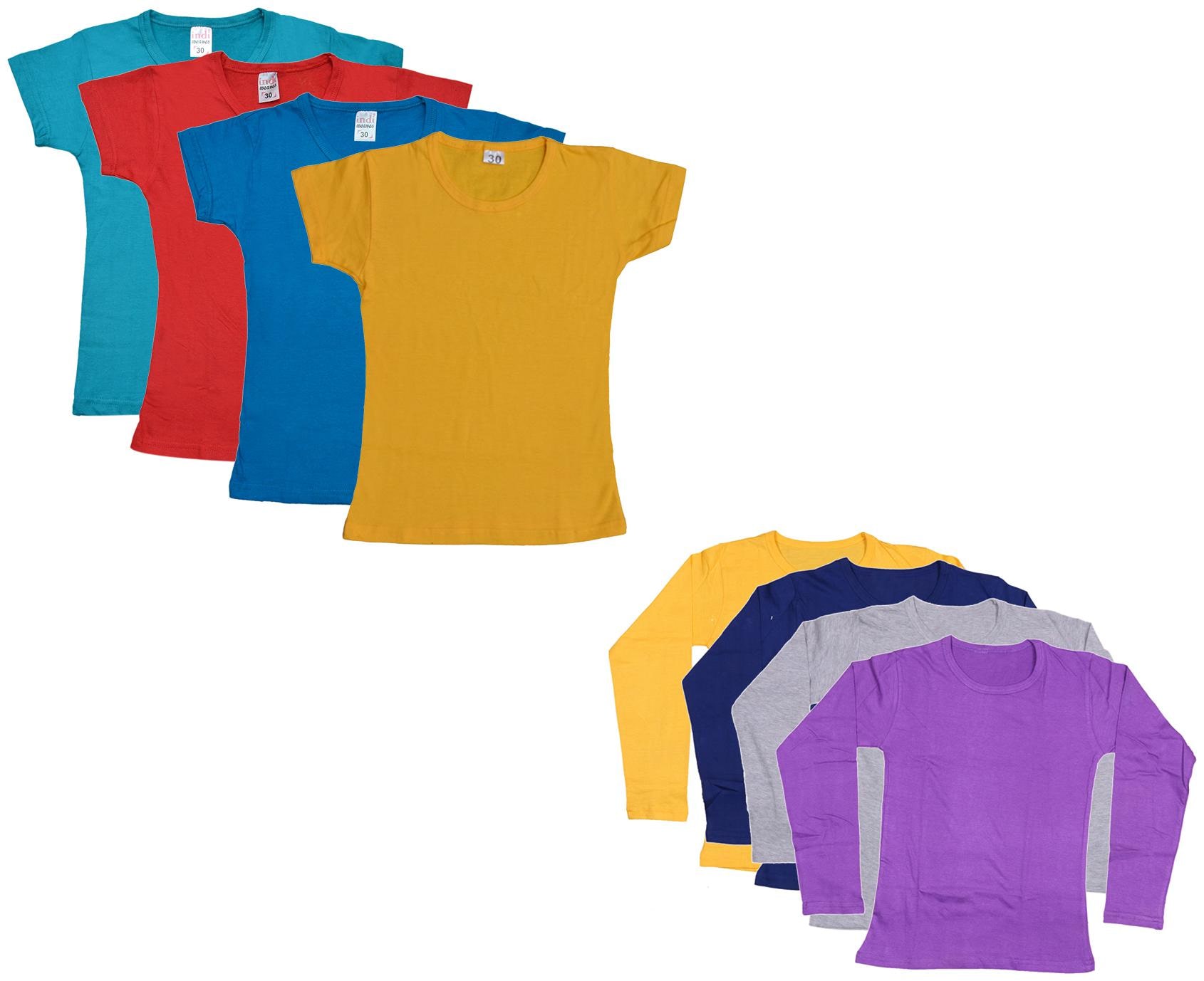 

Indiweaves Girl Cotton Solid T shirt - Multi