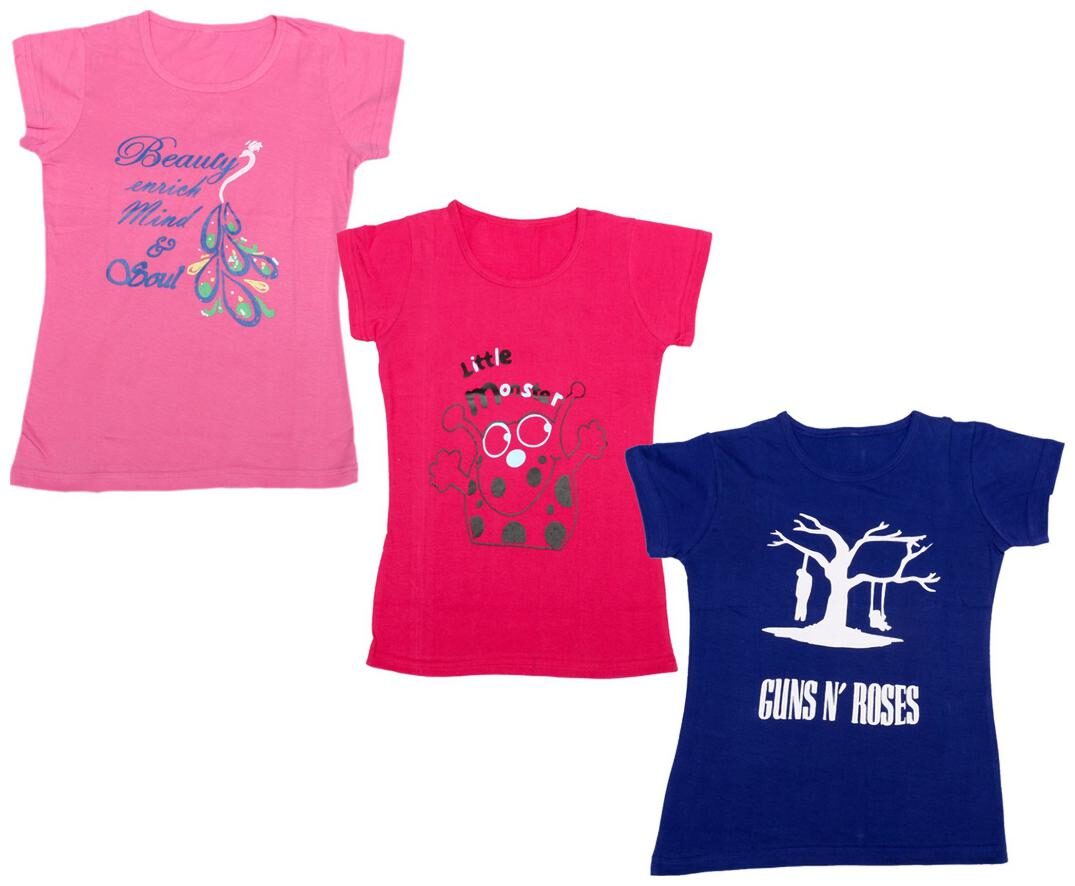 

Indiweaves Girl Cotton Printed T shirt - Multi