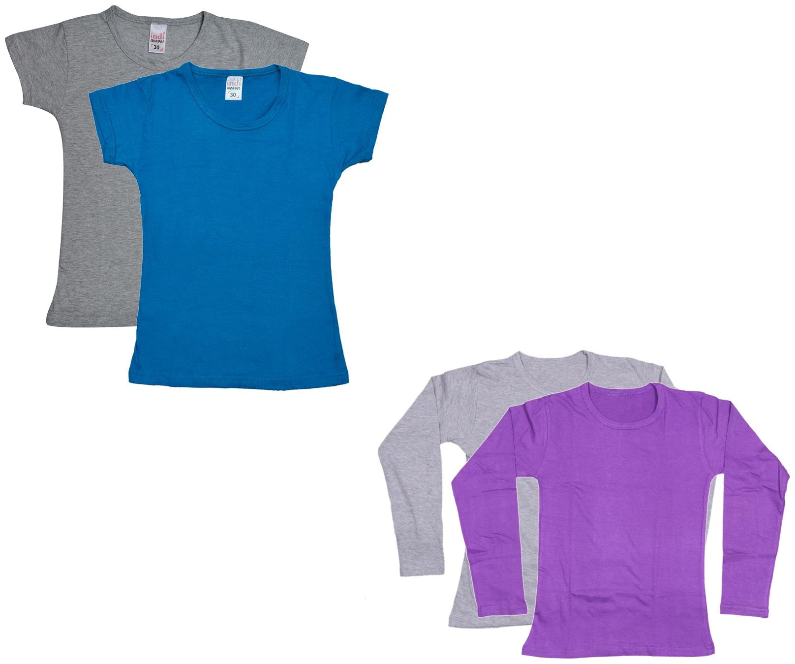 

Indiweaves Girl Cotton Solid T shirt - Multi