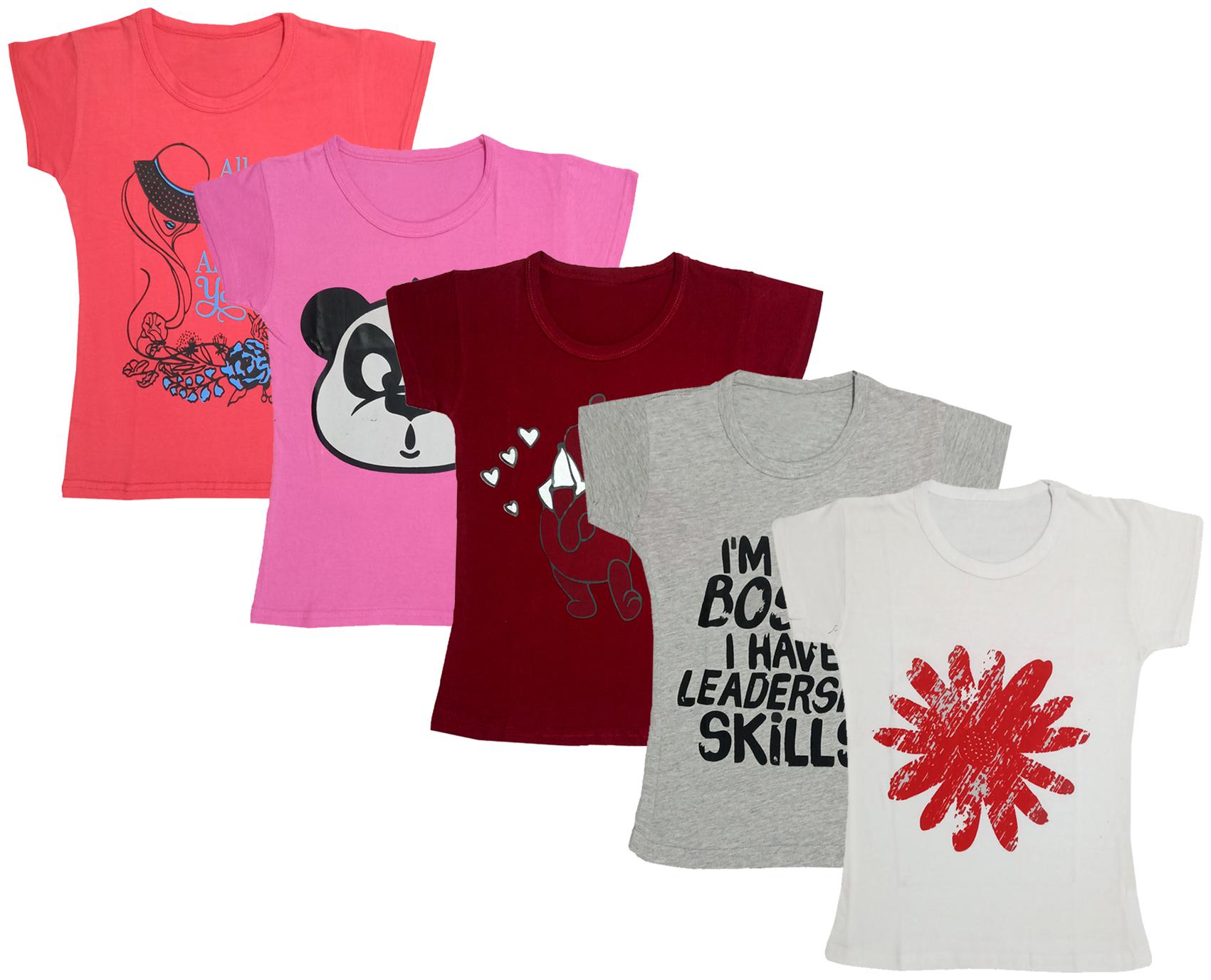 

Indiweaves Girl Cotton Printed T shirt - Multi