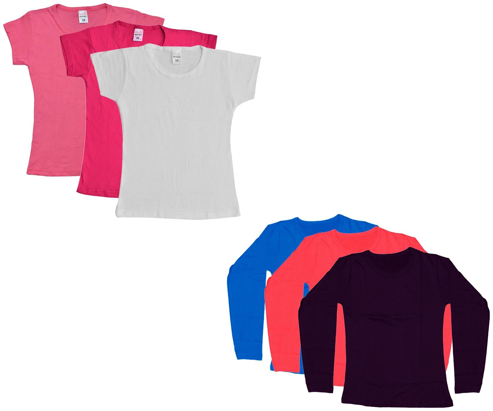 

Indiweaves Girl Cotton Solid T shirt - Multi