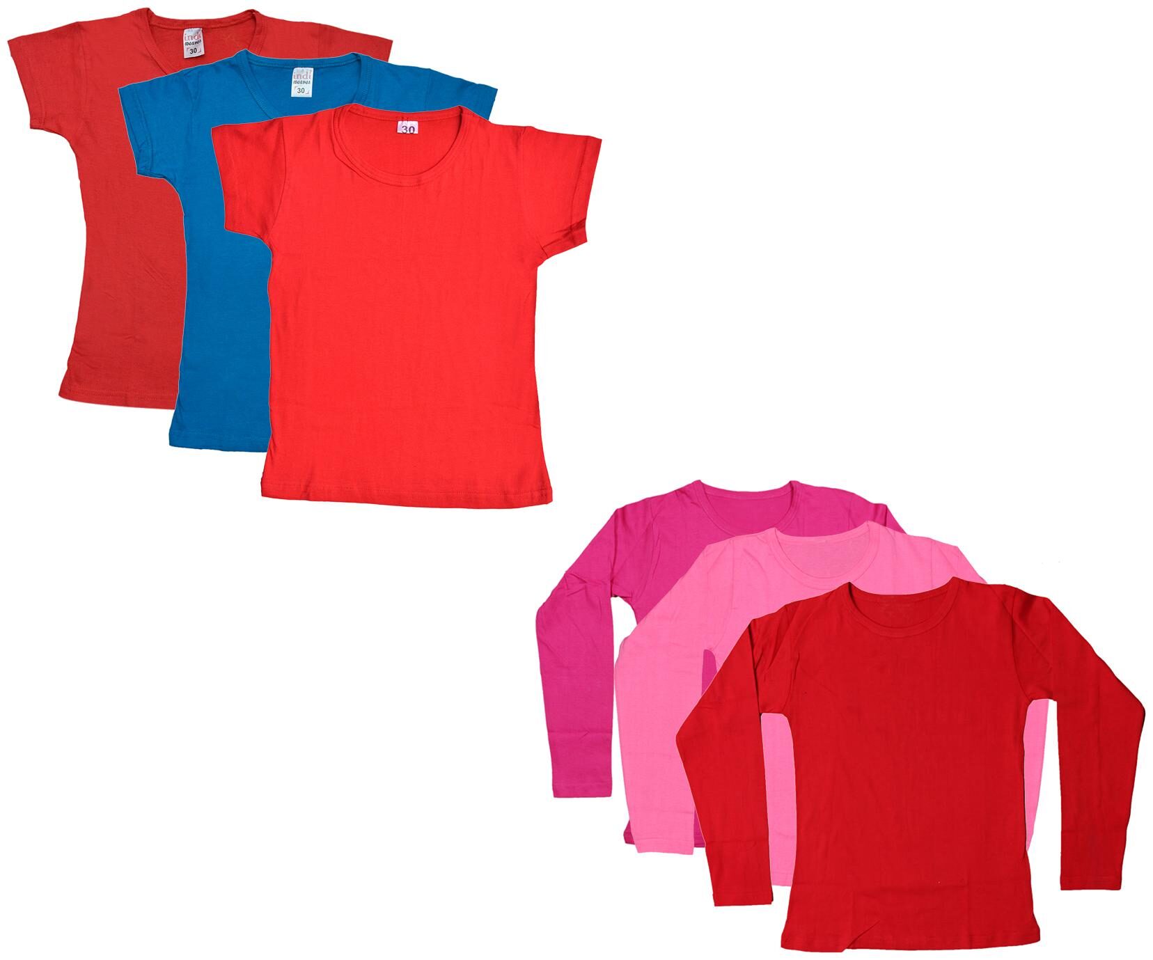 

Indiweaves Girl Cotton Solid T shirt - Multi