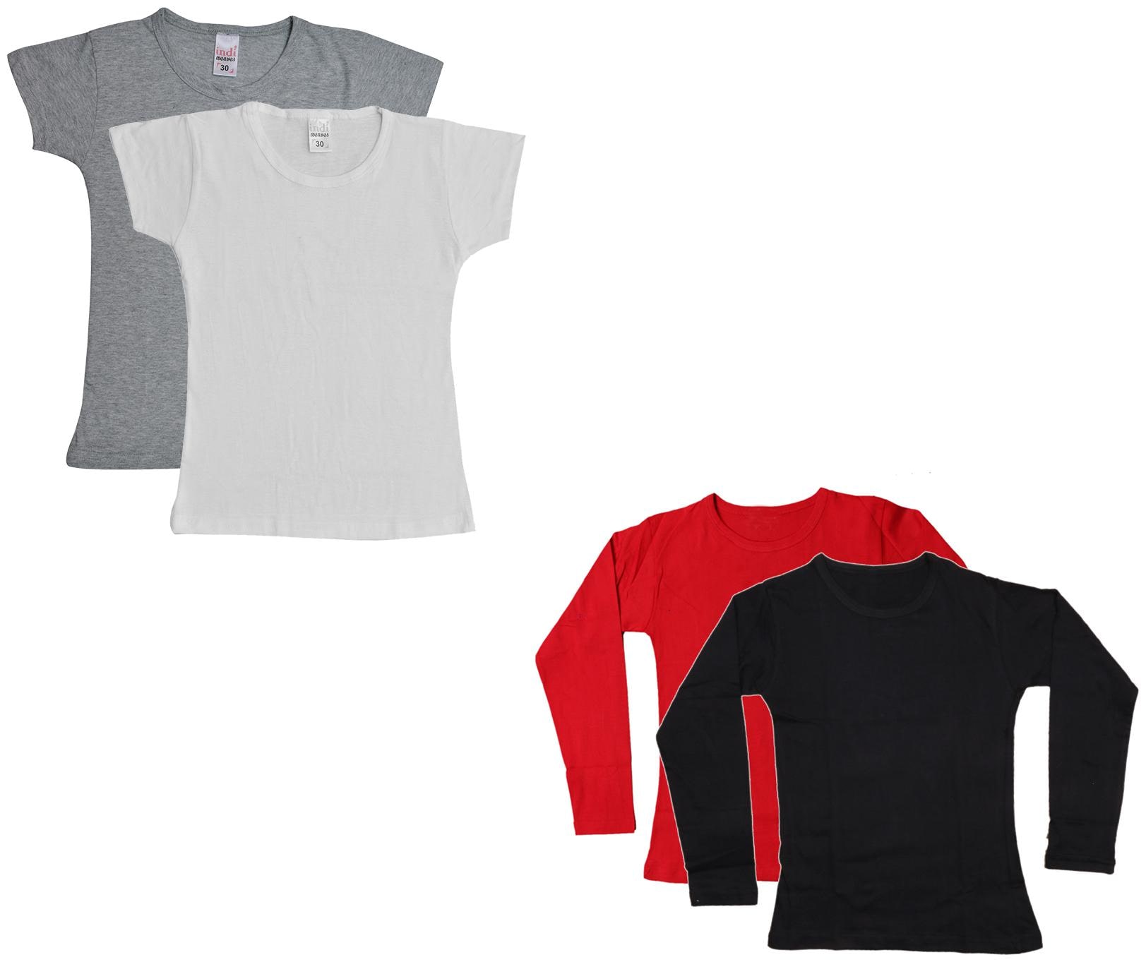 

Indiweaves Girl Cotton Solid T shirt - Multi