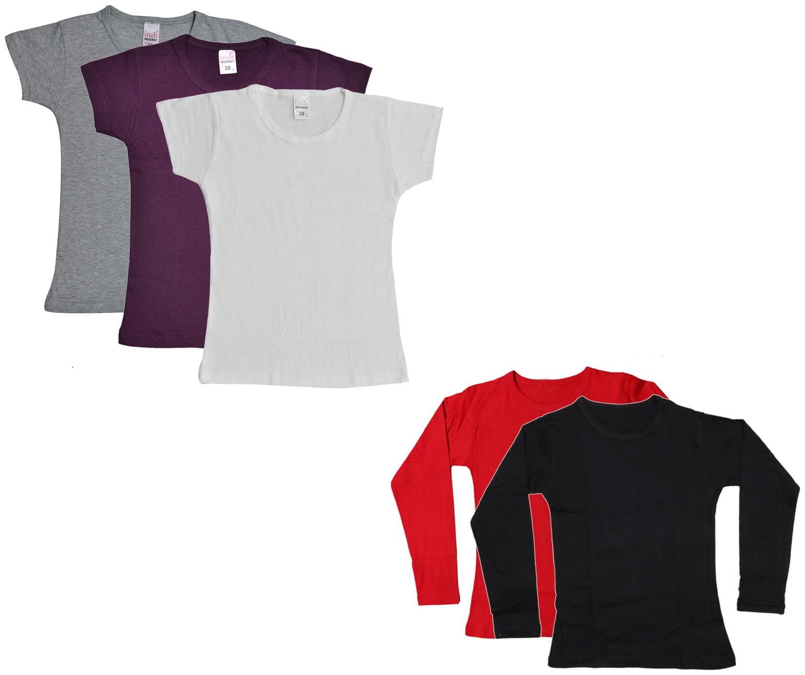 

Indiweaves Girl Cotton Solid T shirt - Multi