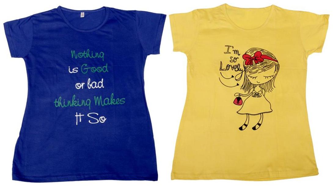 

Indiweaves Girl Cotton Solid T shirt - Multi