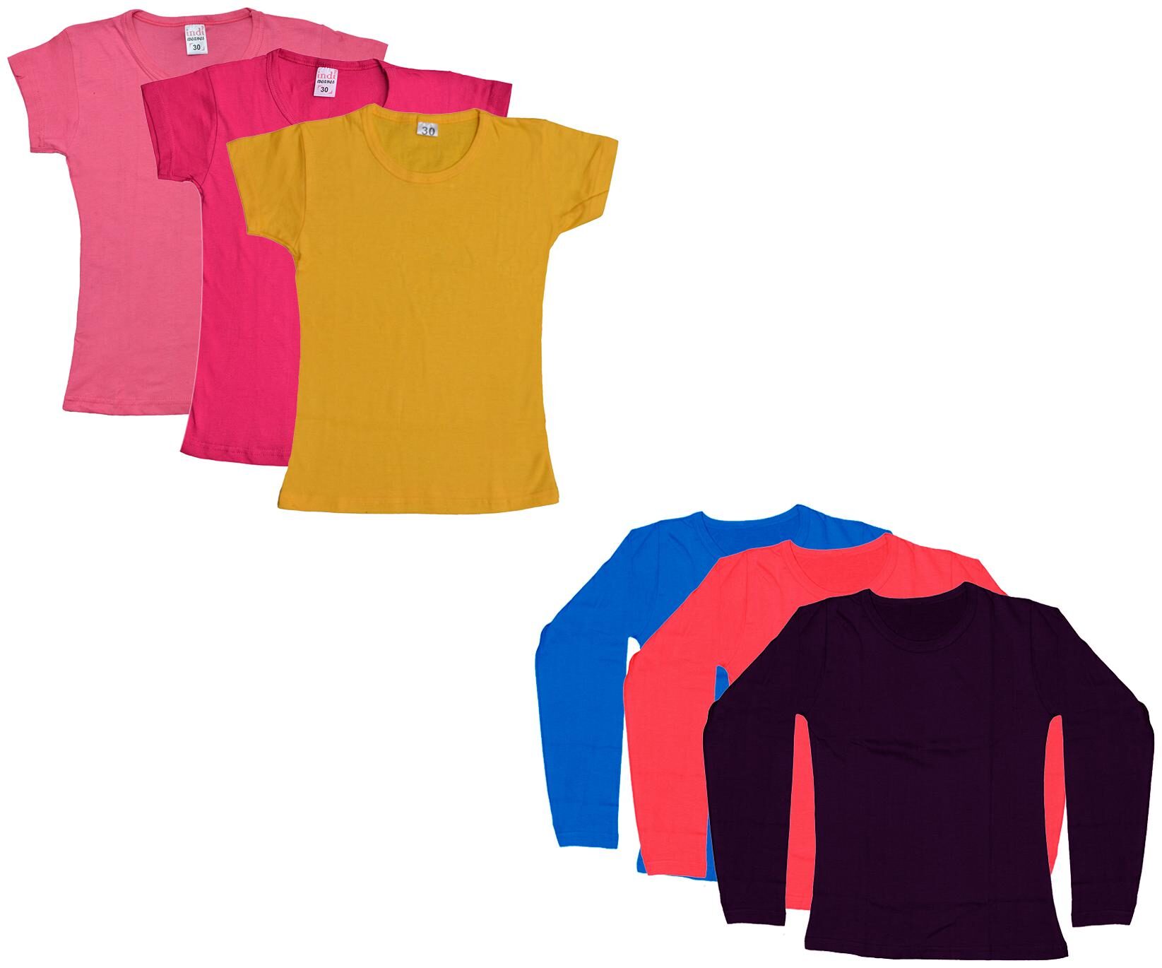 

Indiweaves Girl Cotton Solid T shirt - Multi