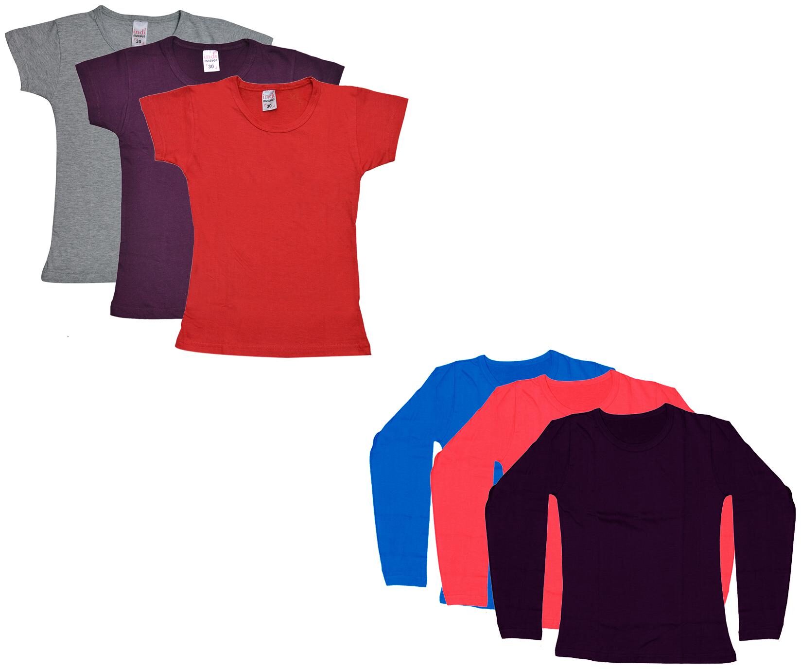 

Indiweaves Girl Cotton Solid T shirt - Multi