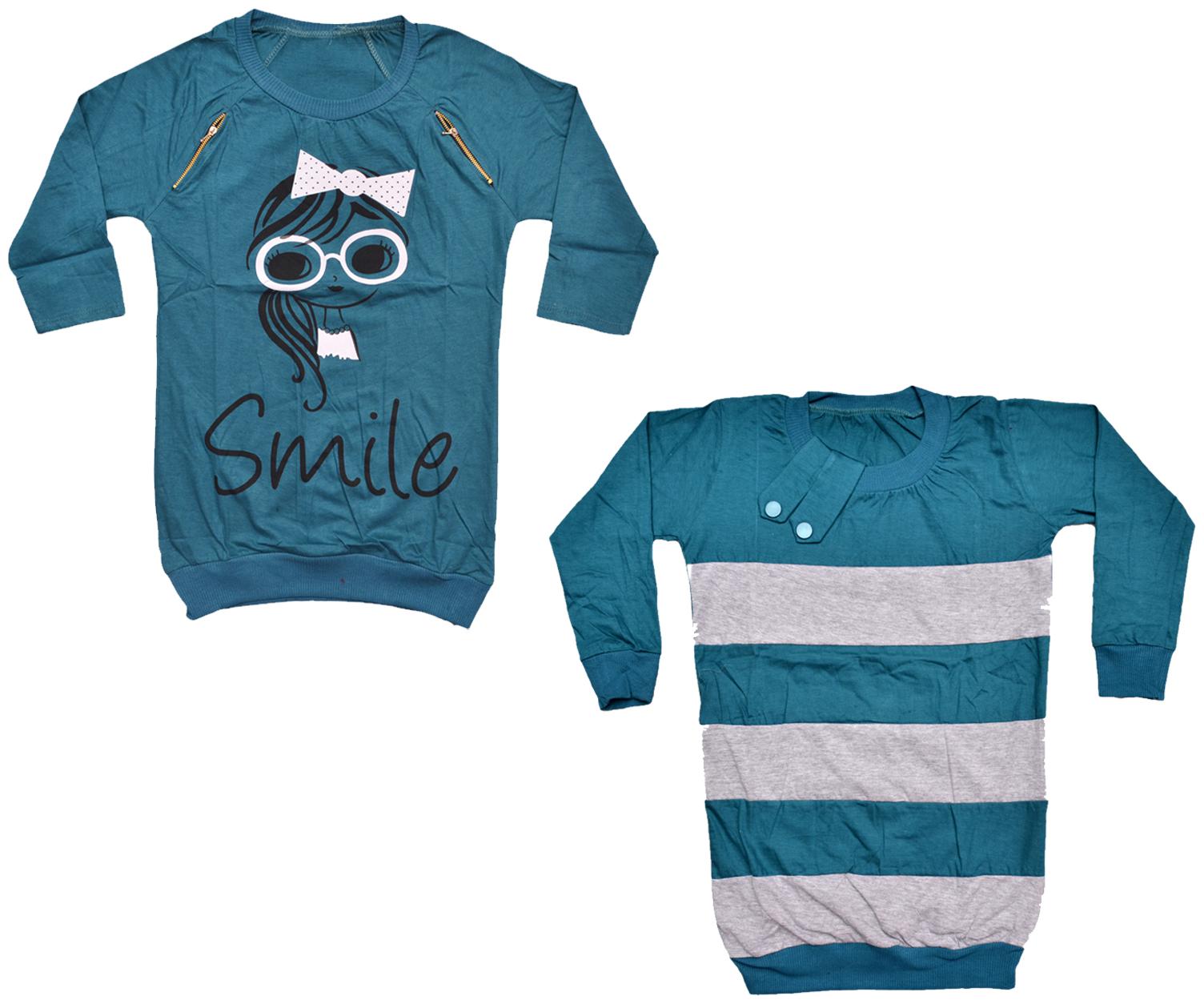 

Indiweaves Girl Cotton Printed Top - Blue