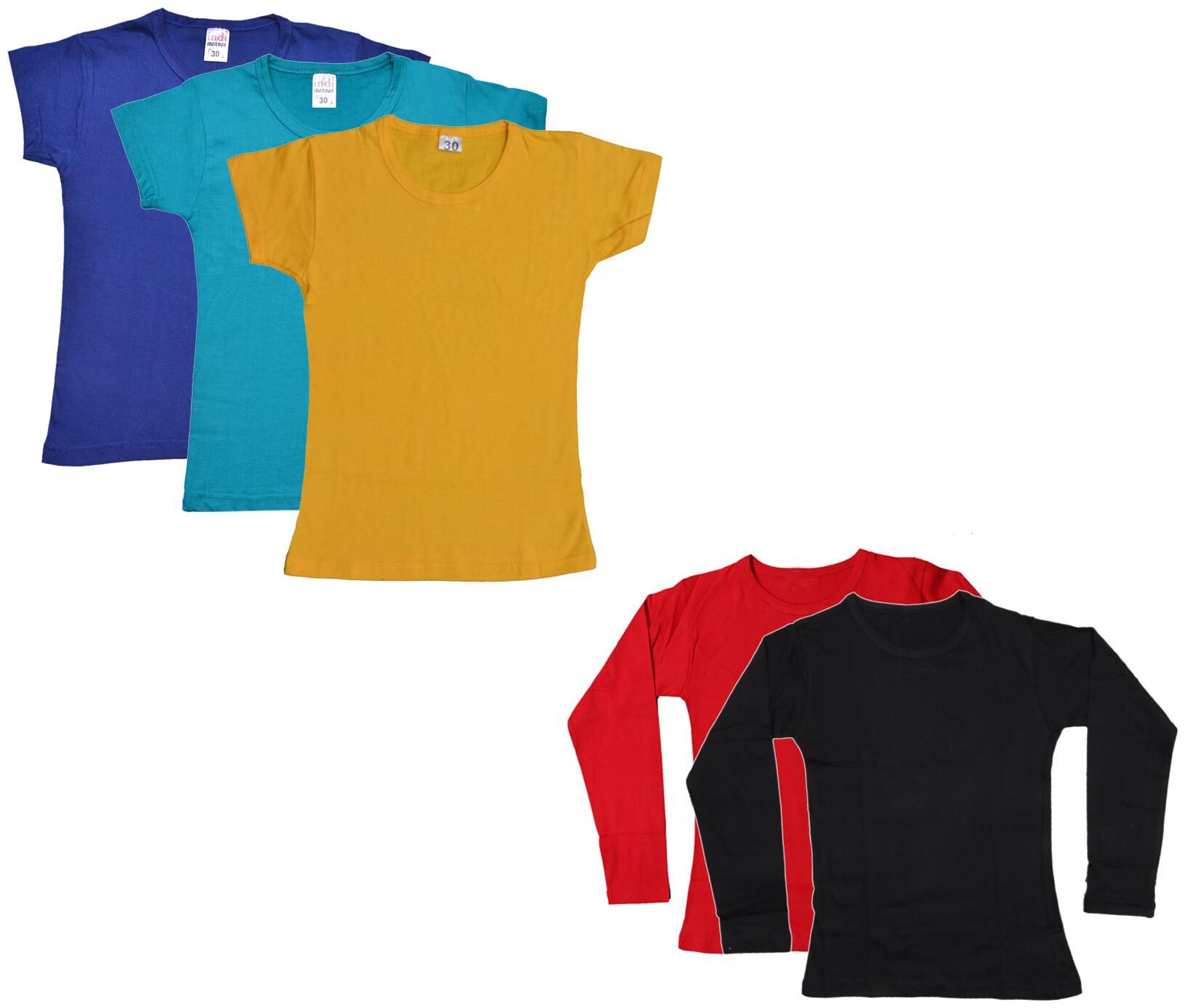 

Indiweaves Girl Cotton Solid T shirt - Multi