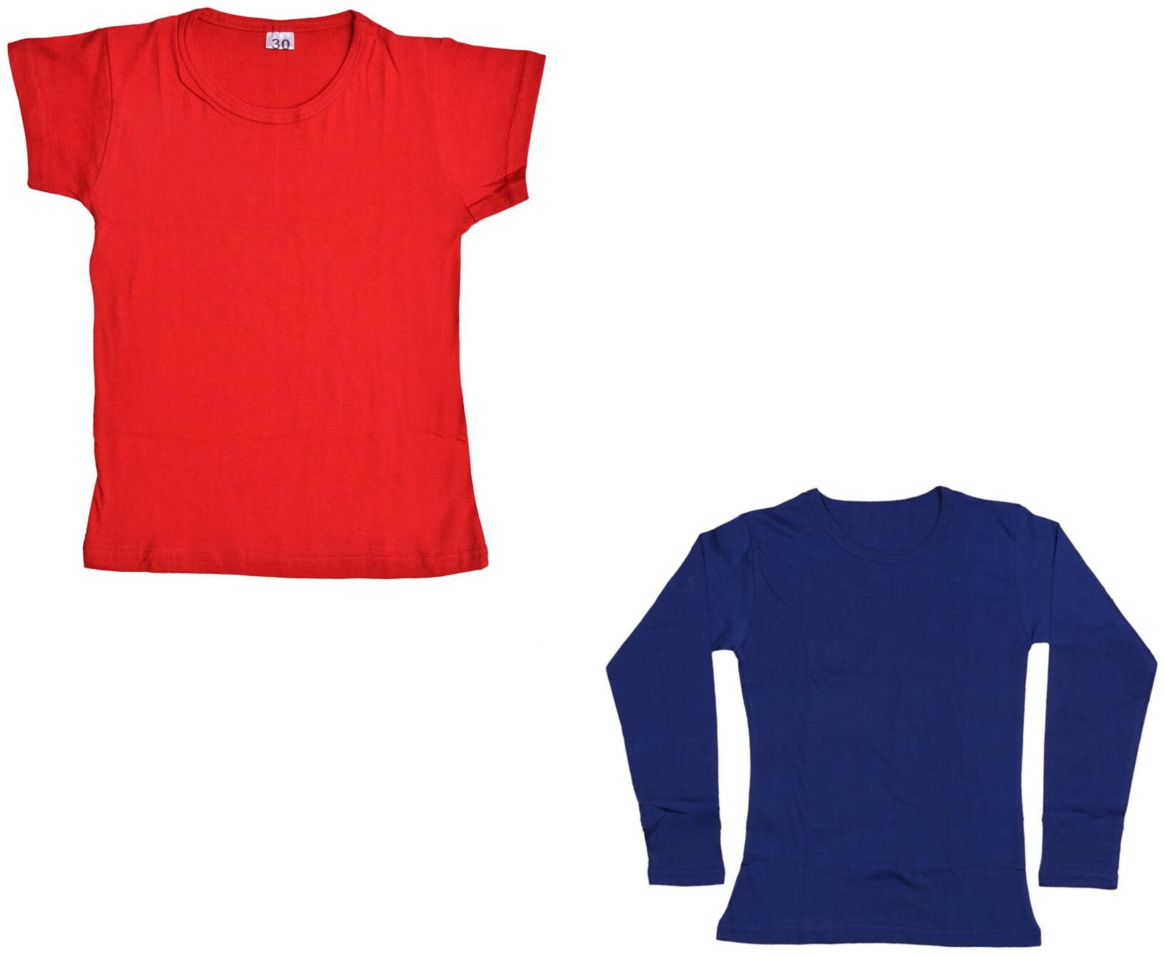 

Indiweaves Girl Cotton Solid T shirt - Multi