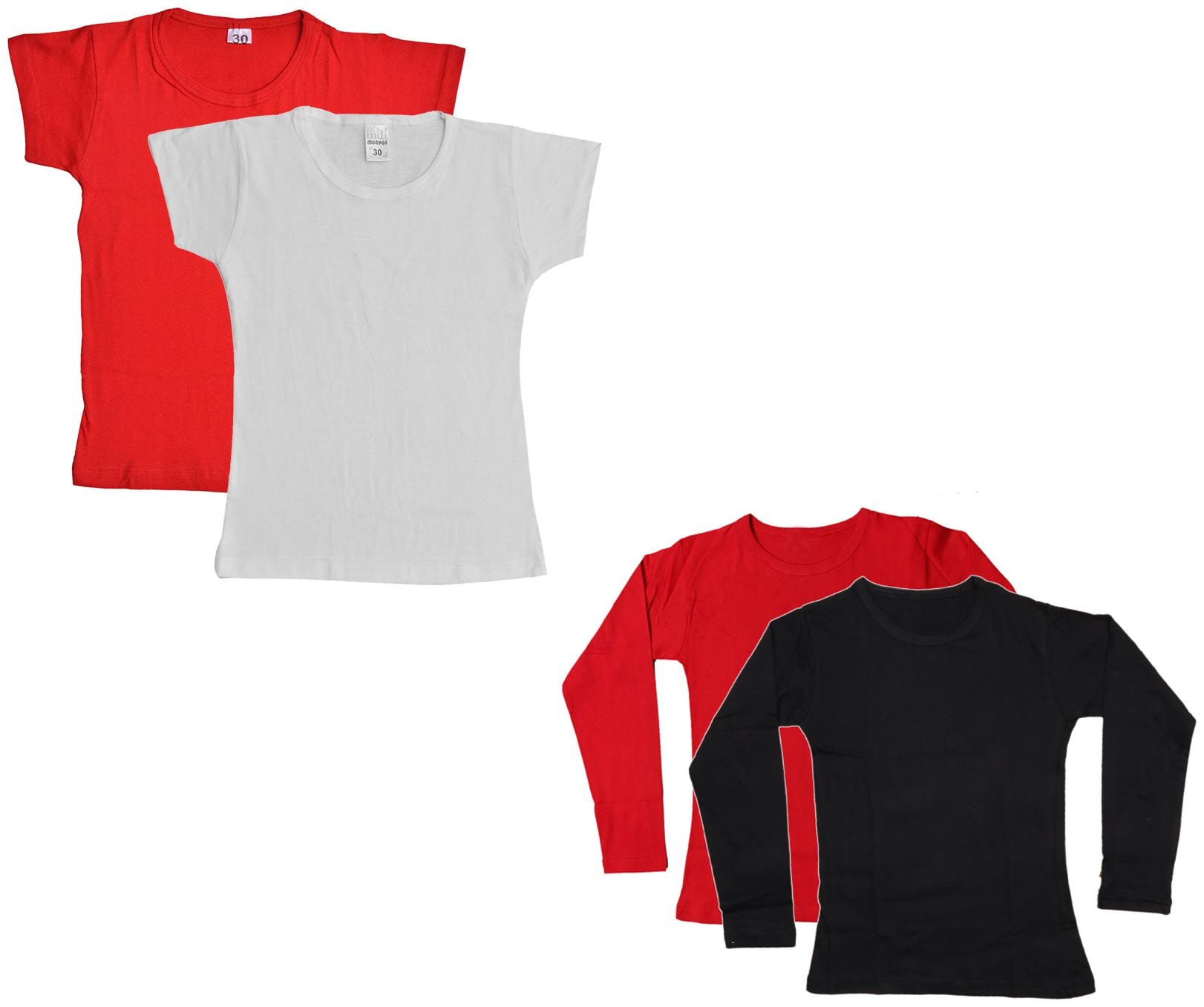

Indiweaves Girl Cotton Solid T shirt - Multi