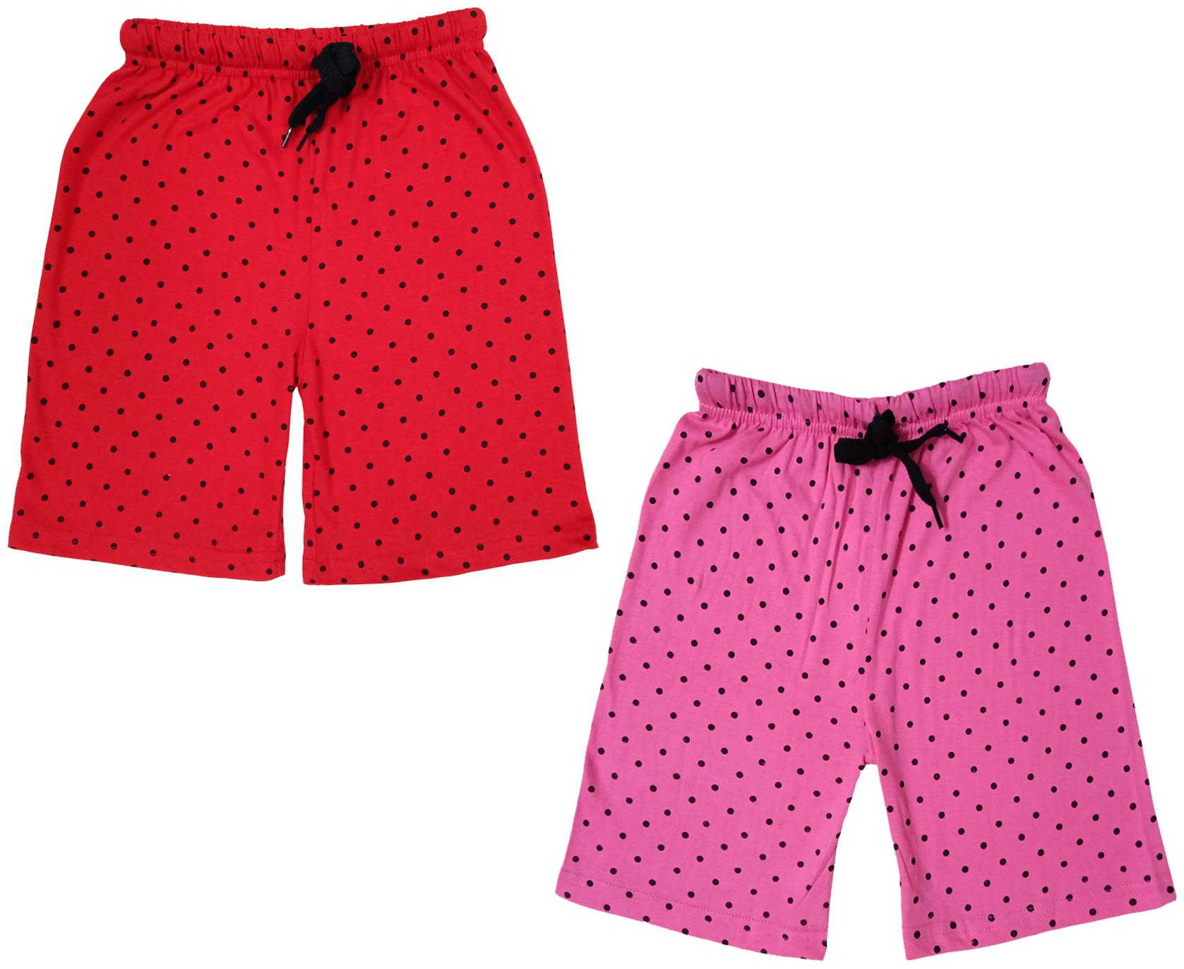 

IndiWeaves Girls Cotton Polka Dots Relaxed Fit Shorts (Pack of 2)