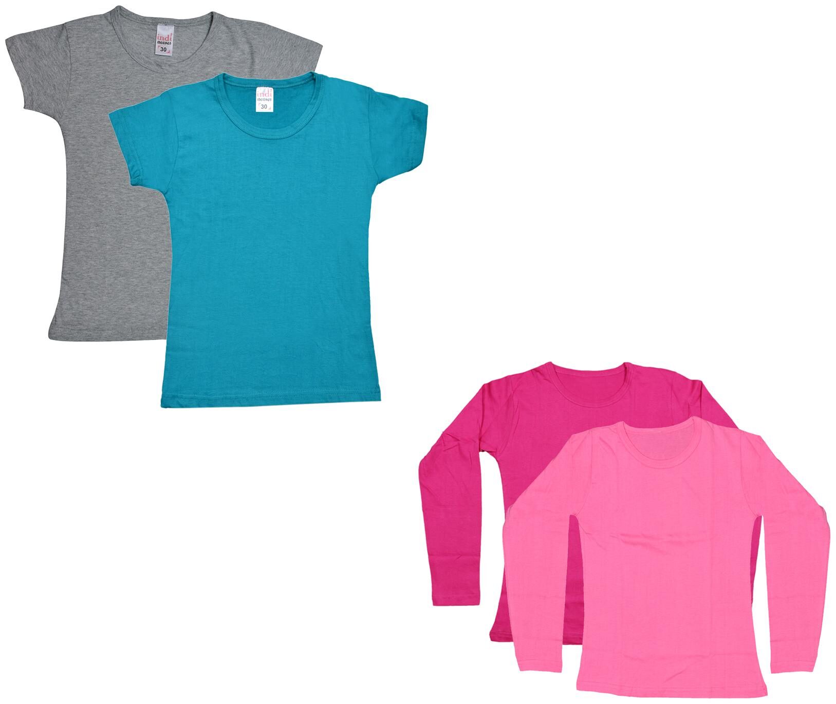 

Indiweaves Girl Cotton Solid T shirt - Multi