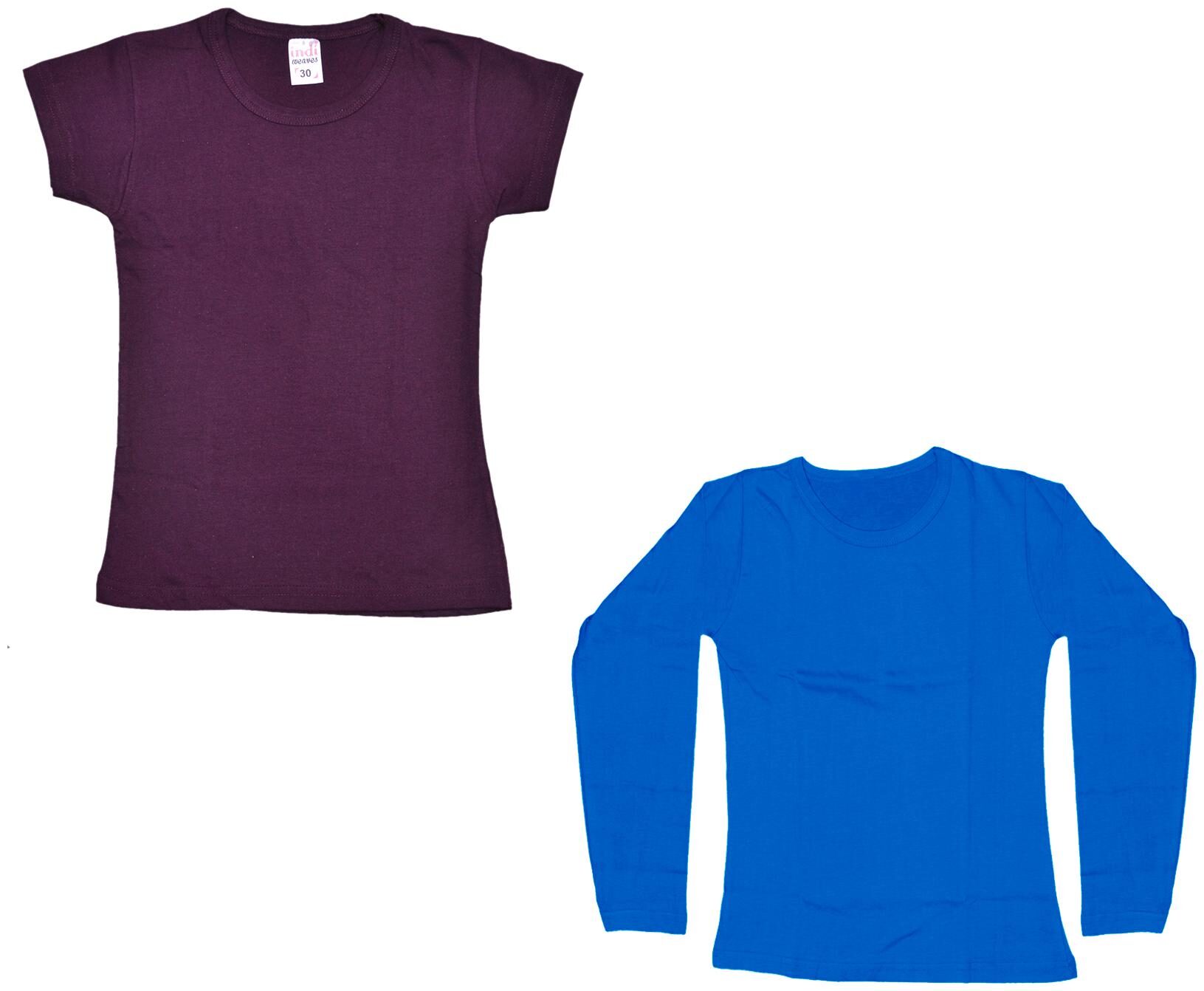 

Indiweaves Girl Cotton Solid T shirt - Multi