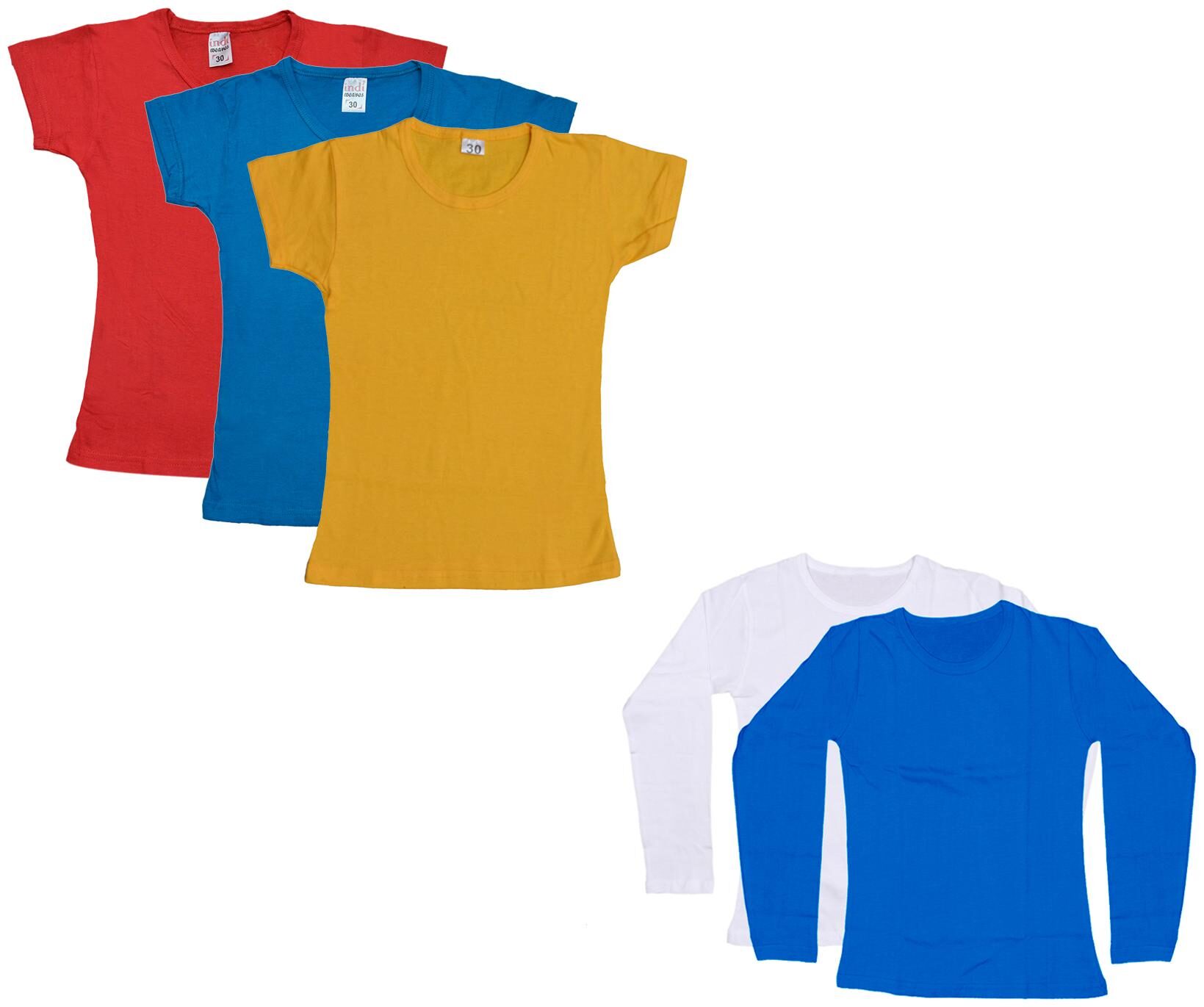 

Indiweaves Girl Cotton Solid T shirt - Multi