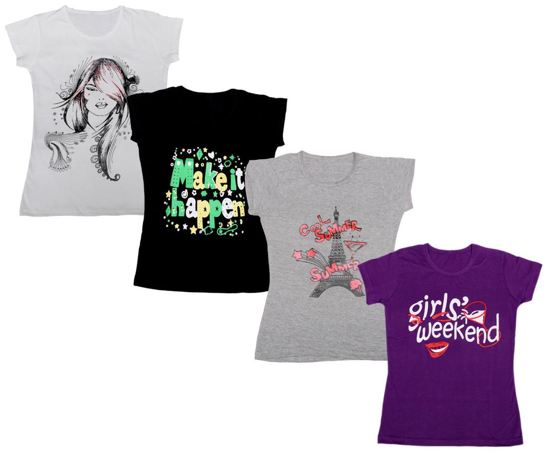 

Indiweaves Girl Cotton Printed T shirt - Multi