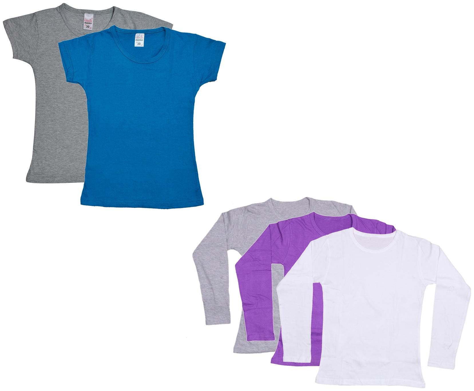 

Indiweaves Girl Cotton Solid T shirt - Multi