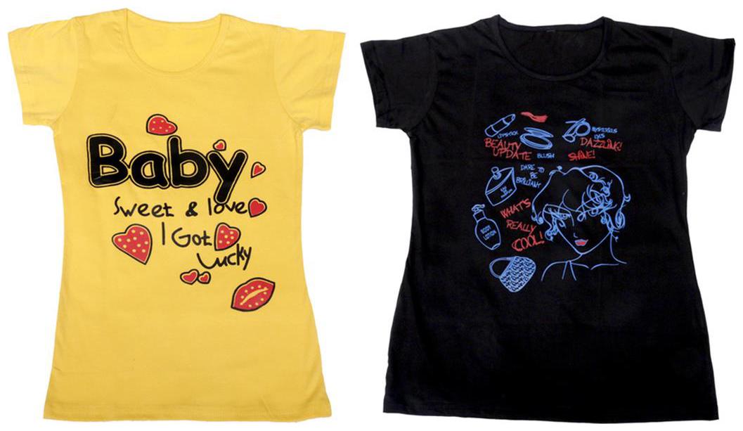 

Indiweaves Girl Cotton Solid T shirt - Multi
