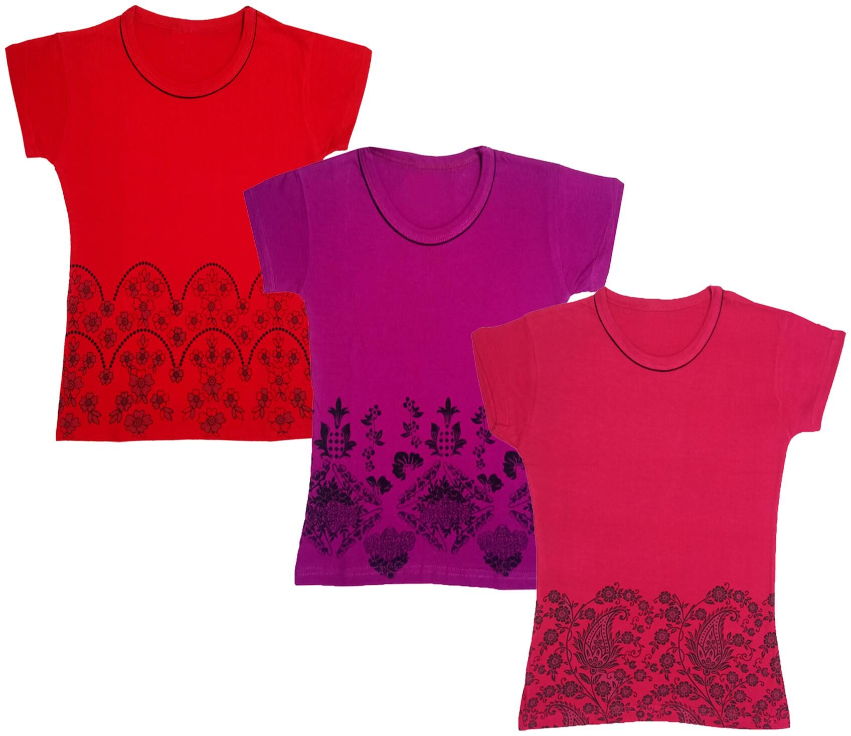 

Indiweaves Girl Cotton Printed T shirt - Multi