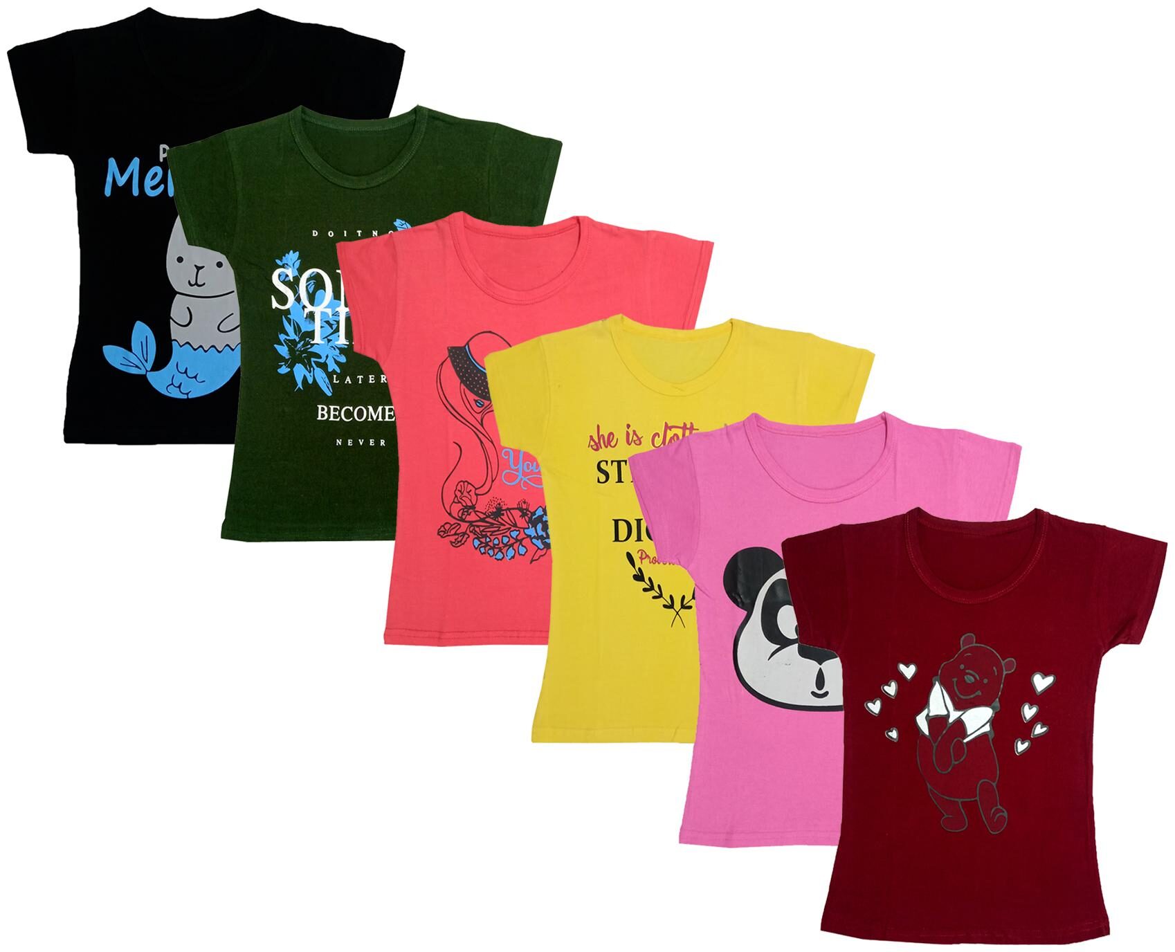 

Indiweaves Girl Cotton Printed T shirt - Multi
