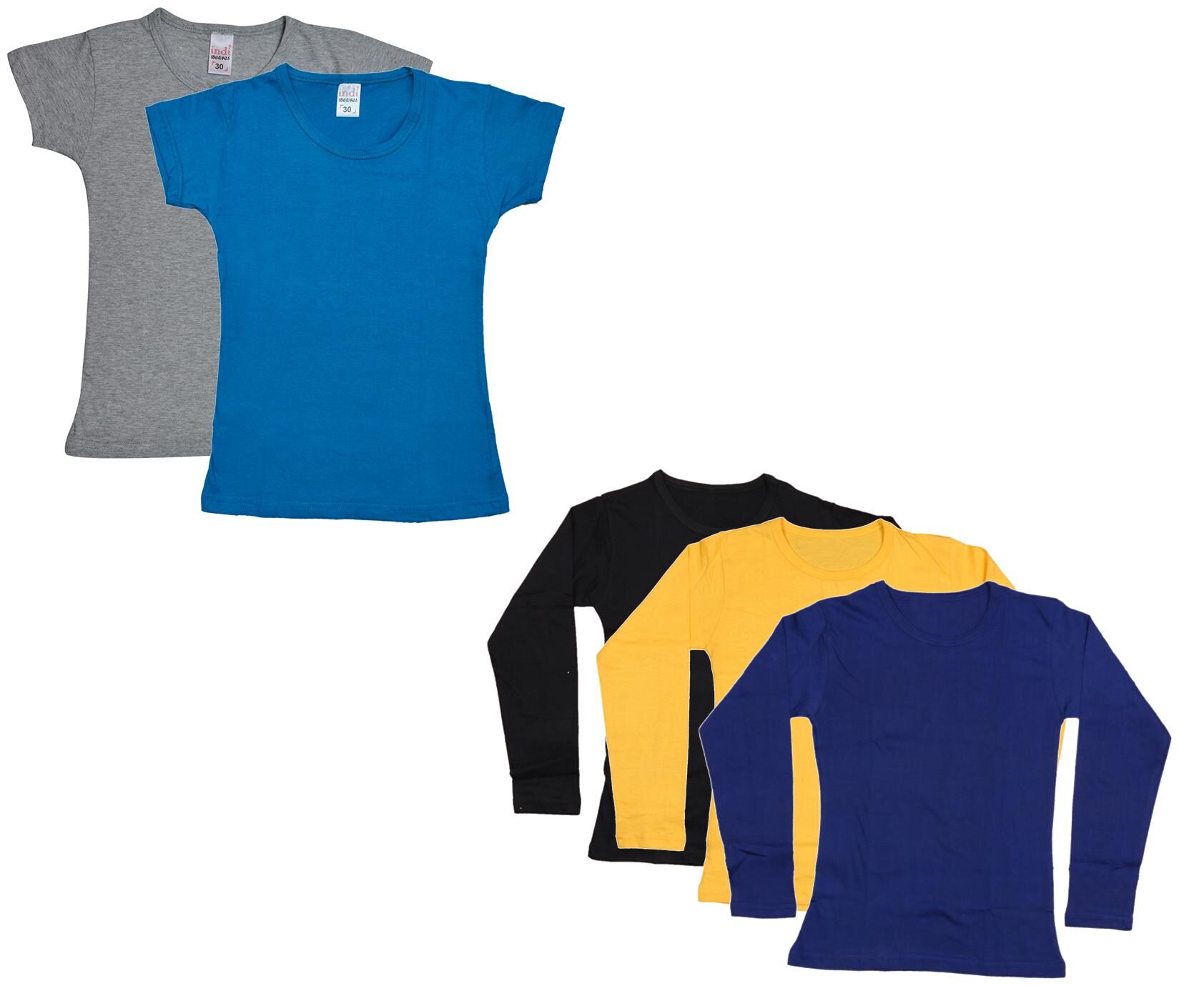 

Indiweaves Girl Cotton Solid T shirt - Multi