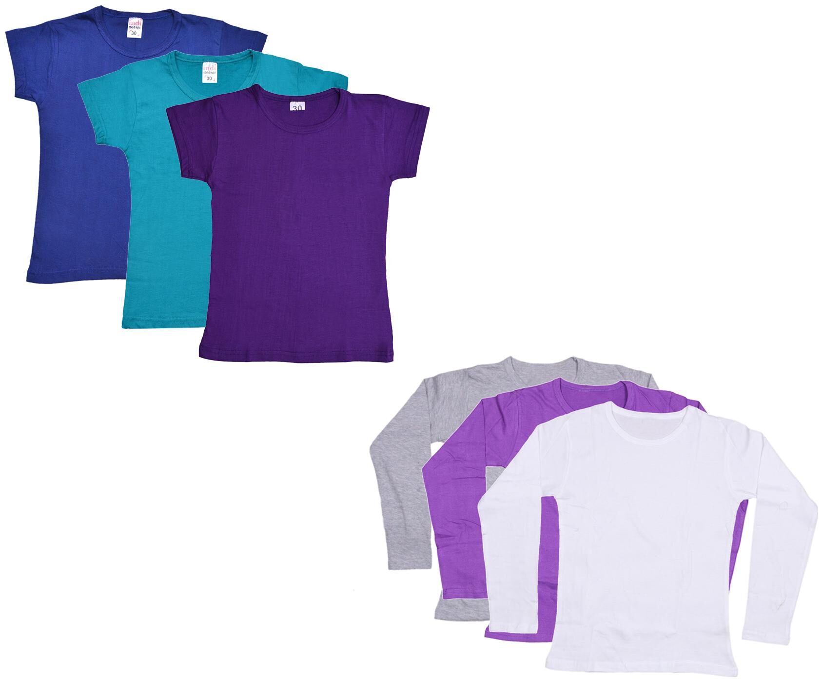 

Indiweaves Girl Cotton Solid T shirt - Multi