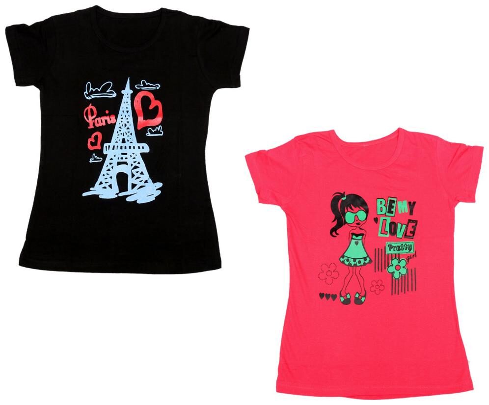 

Indiweaves Girl Cotton Printed T shirt - Blue