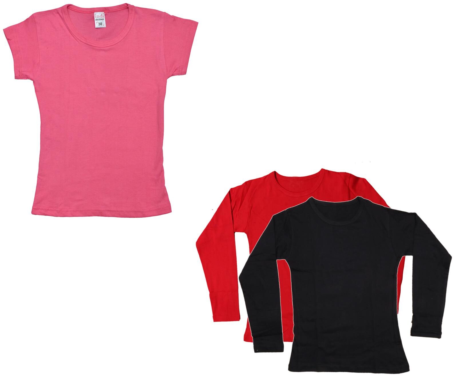 

Indiweaves Girl Cotton Solid T shirt - Multi