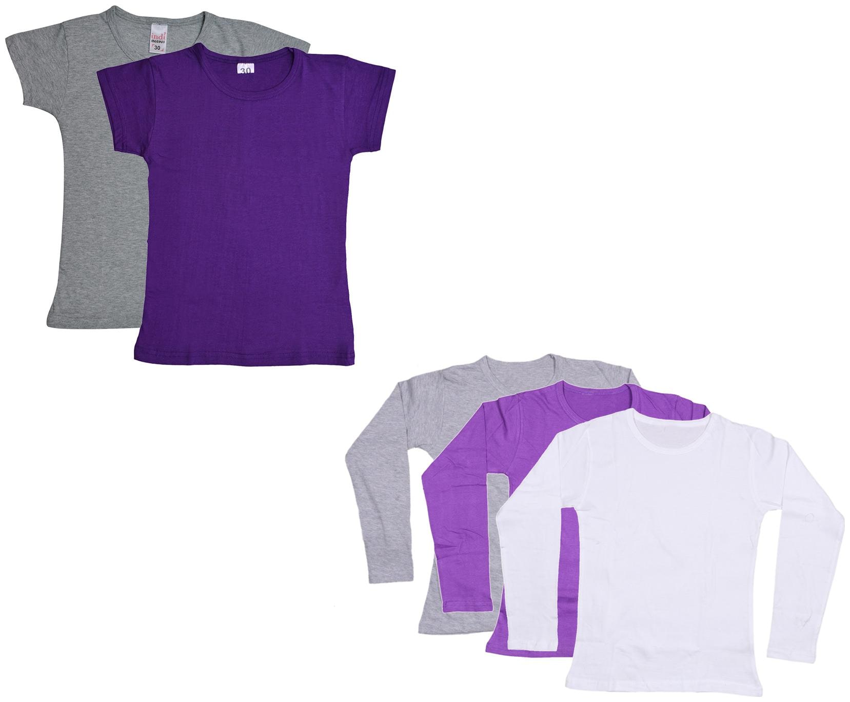 

Indiweaves Girl Cotton Solid T shirt - Multi