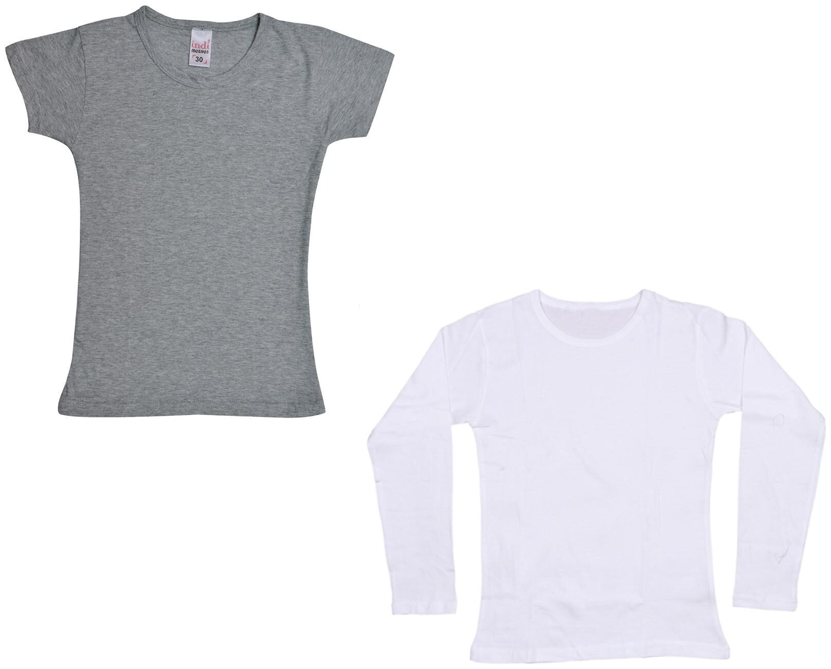 

Indiweaves Girl Cotton Solid T shirt - Multi