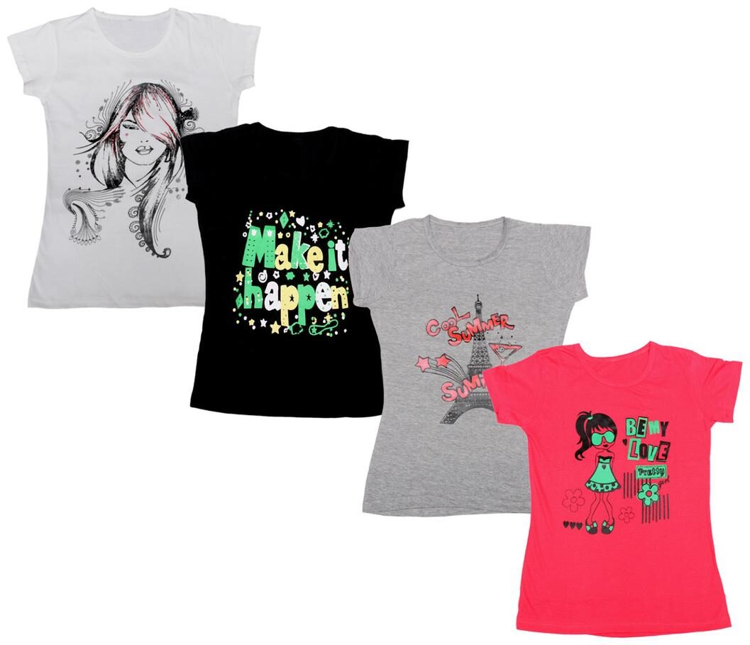 

Indiweaves Girl Cotton Printed T shirt - Multi