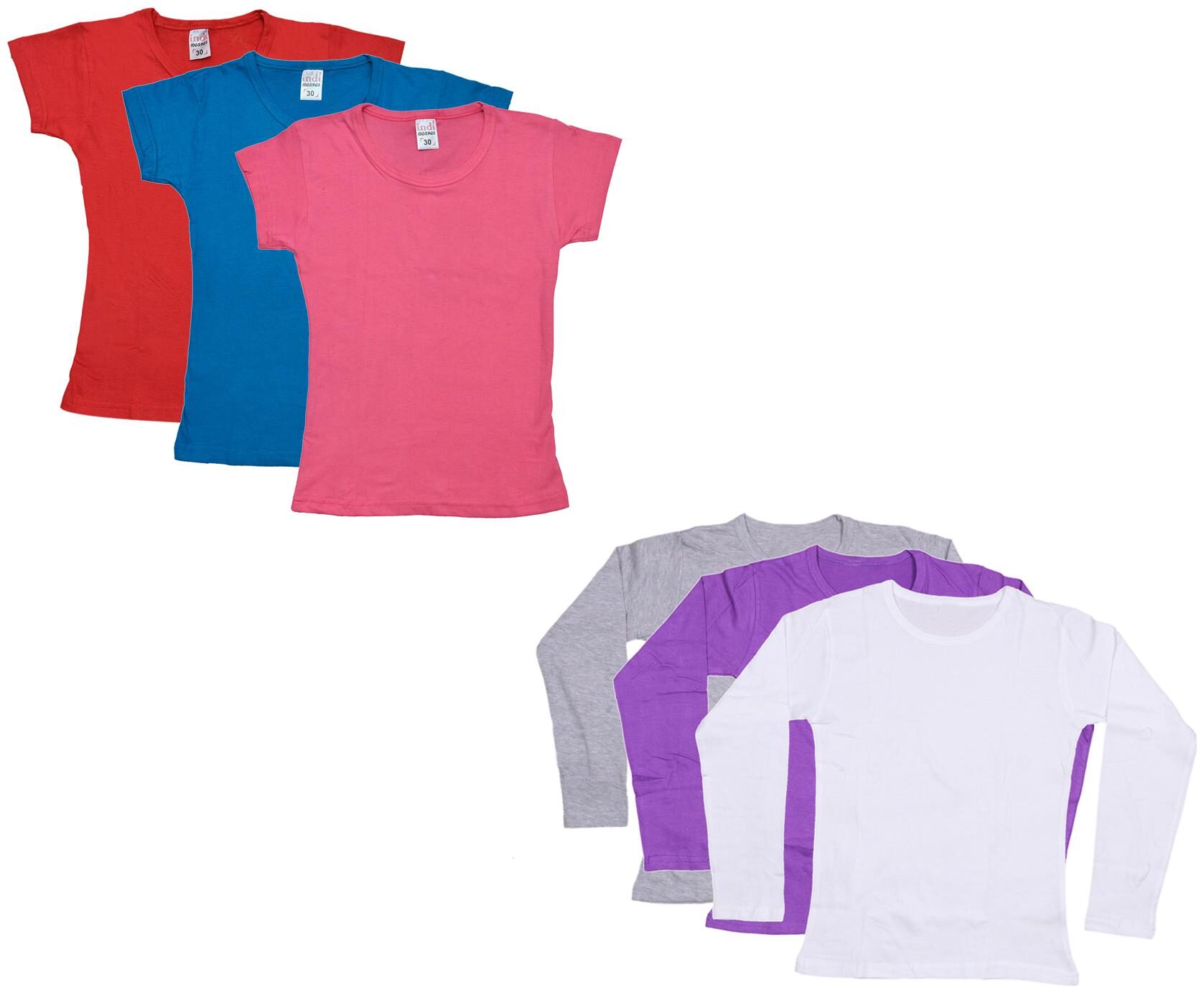 

Indiweaves Girl Cotton Solid T shirt - Multi