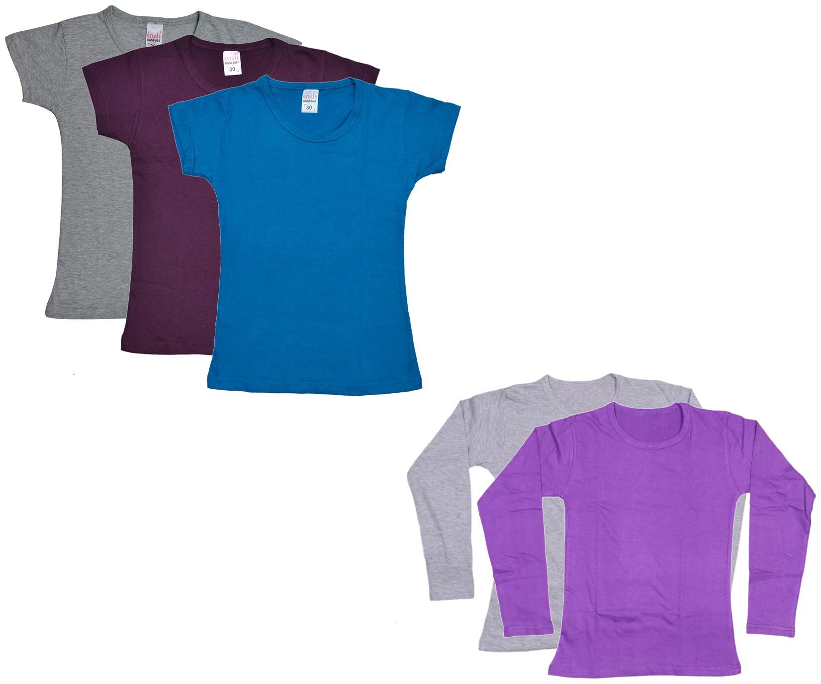

Indiweaves Girl Cotton Solid T shirt - Multi