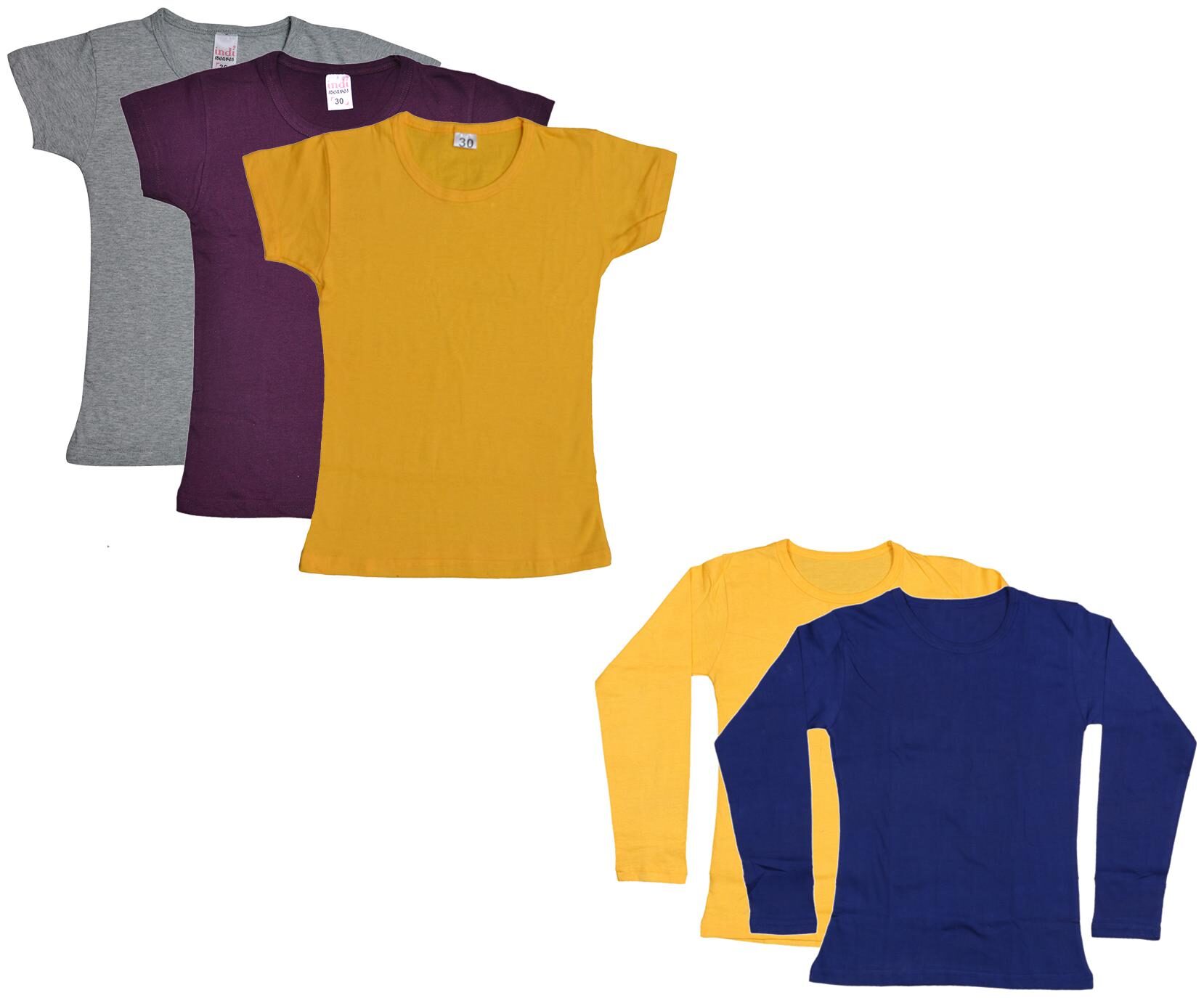 

Indiweaves Girl Cotton Solid T shirt - Multi