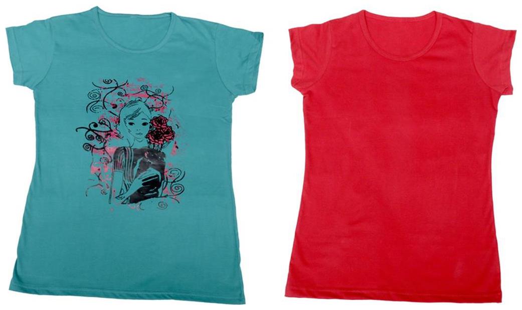 

Indiweaves Girl Cotton Solid T shirt - Multi