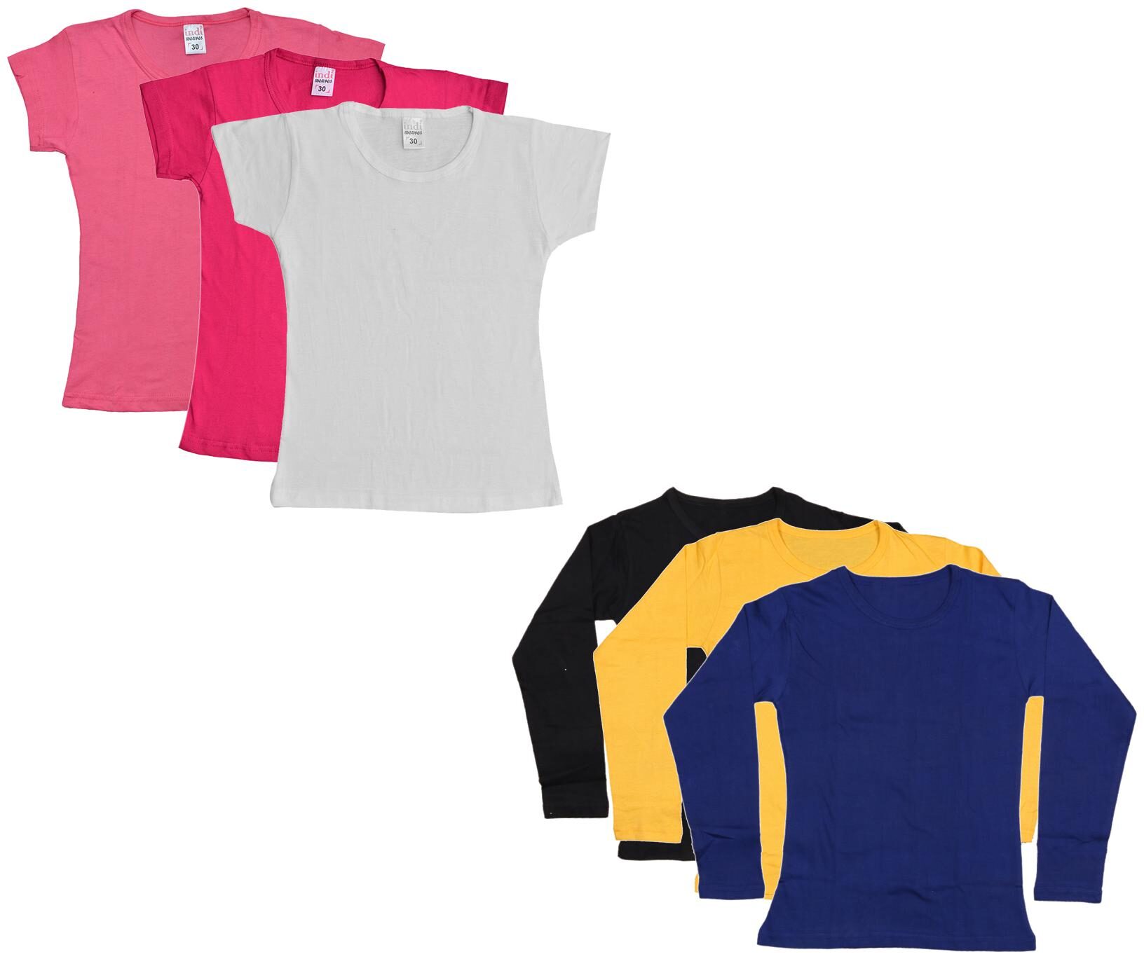

Indiweaves Girl Cotton Solid T shirt - Multi